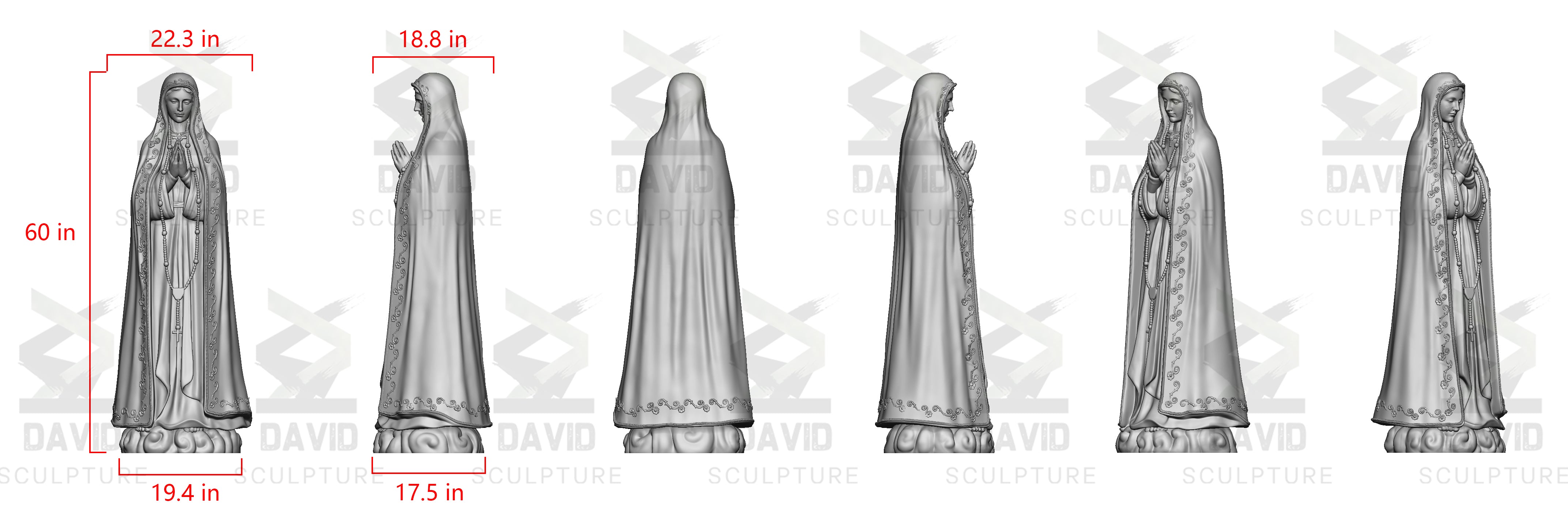 DVS Marble Statue of Our Lady of Fátima for Churches, Gardens and Private Courtyards DM098 - Custom link for Stephanie Keller