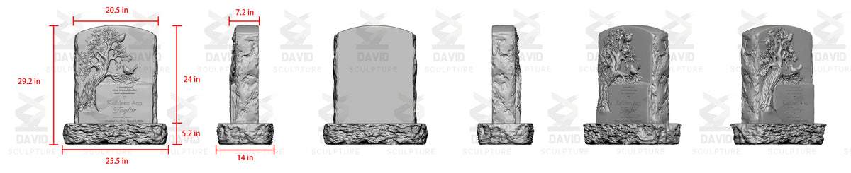 DVS Marble Headstone in Tree and Birds Design DM126—— 50% Deposit Custom link for Tracy Lombardo