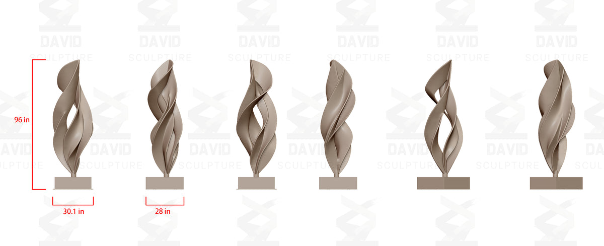 DVS Abstract Spiral Sculpture in Stainless Steel with Flame Inspired Ribbon Design DS034—— 50% Deposit Custom link for Paul Fears
