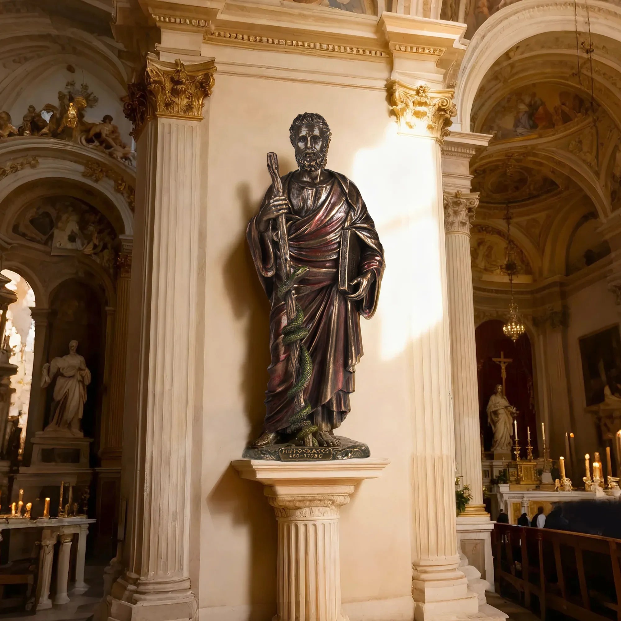 Bronze Statue of Hippocrates in Classical Style for Outdoor Spaces.