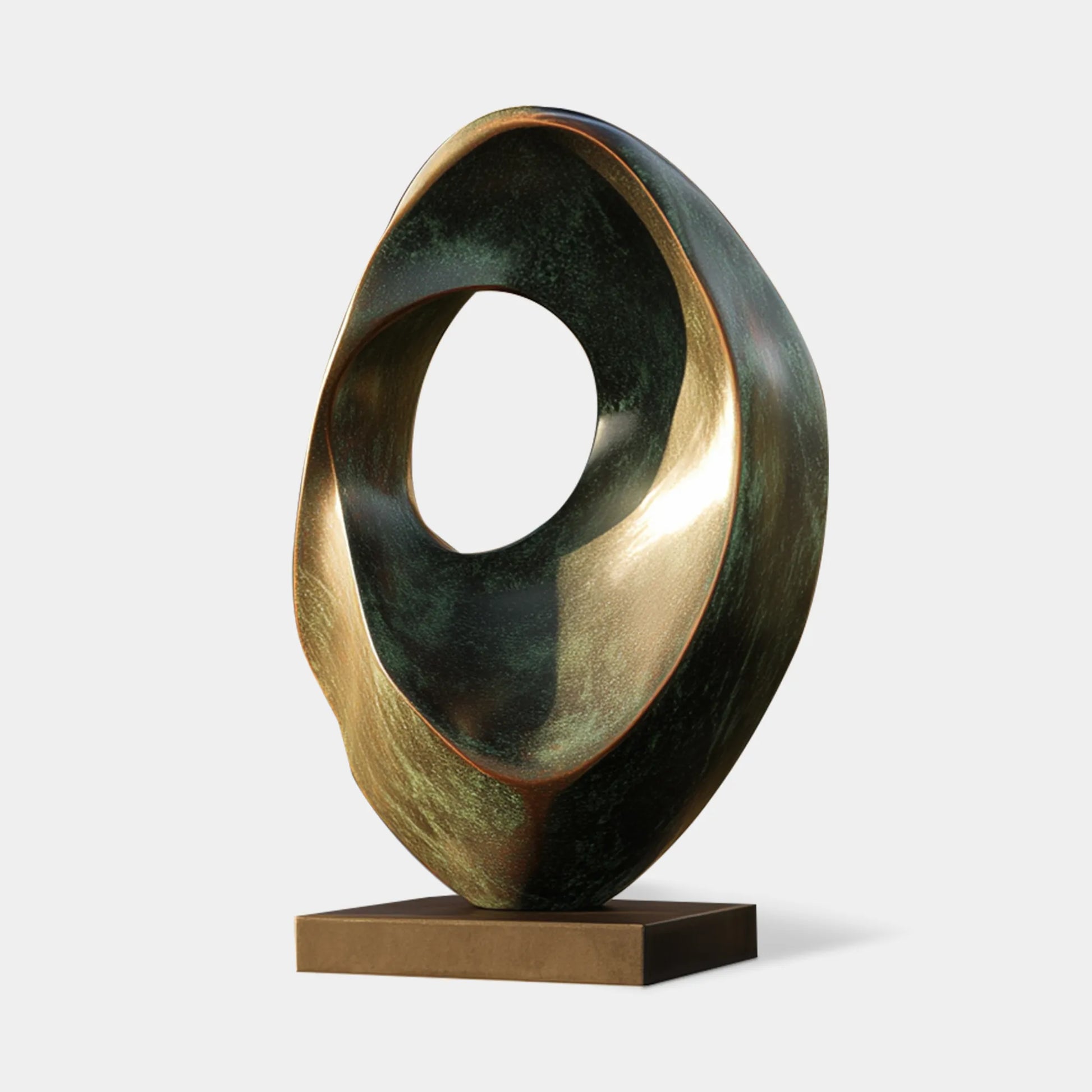 Abstract bronze sculpture with minimalist design for modern home.