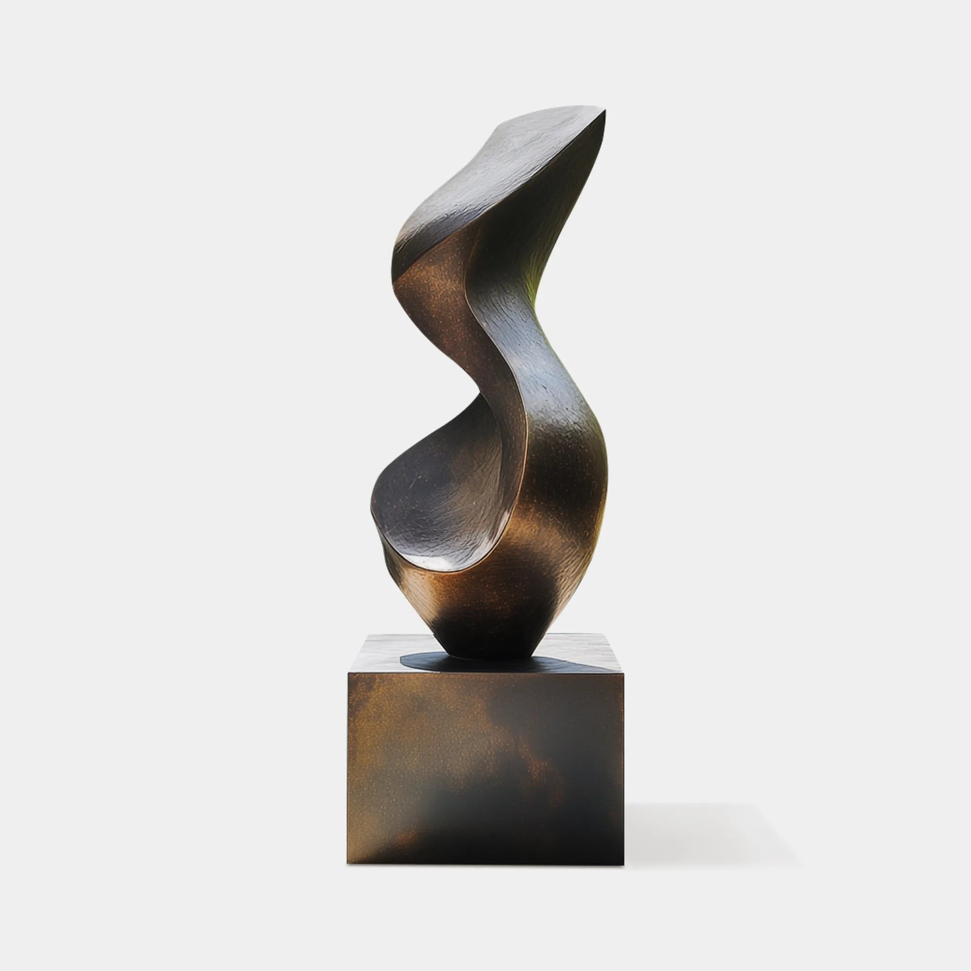 Bronze sculpture with waveform design for gardens. 