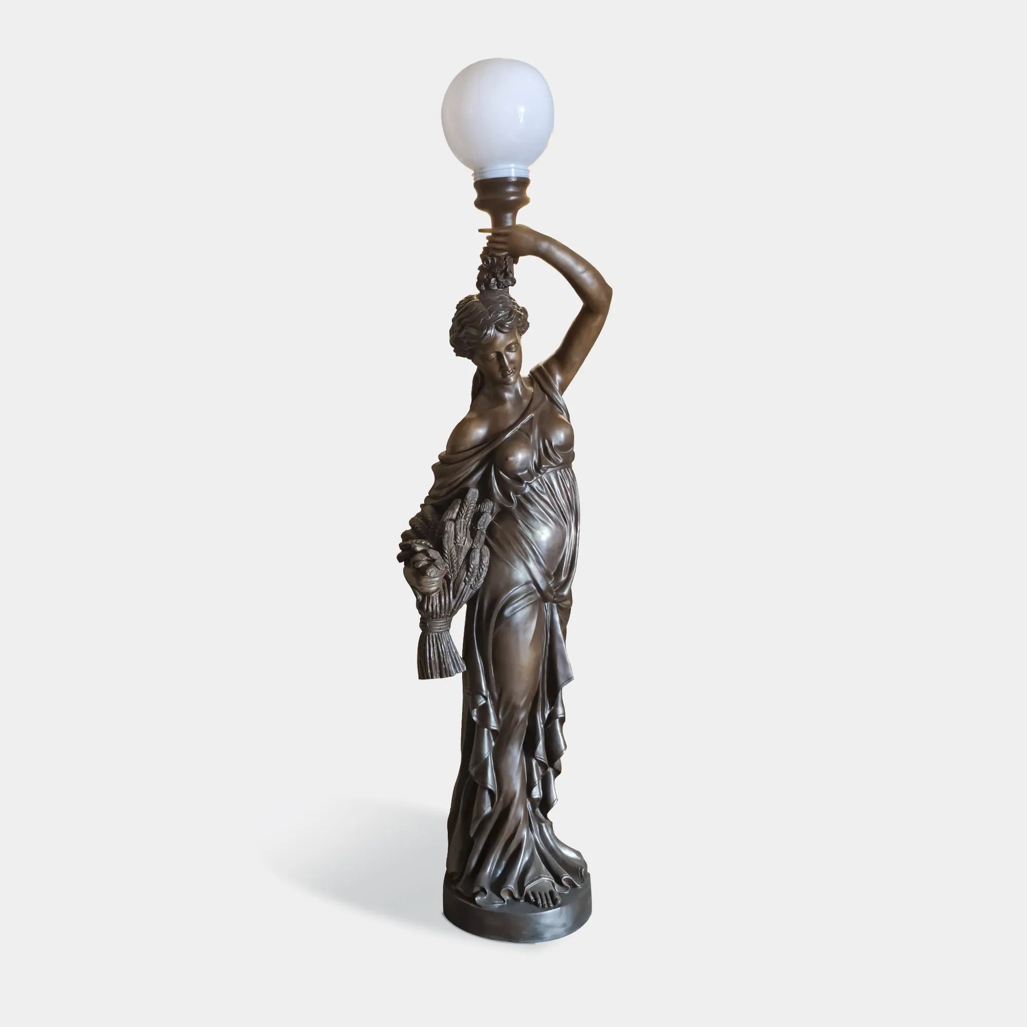 Bronze Goddess Lamp Statue in Classical Design for Interiors