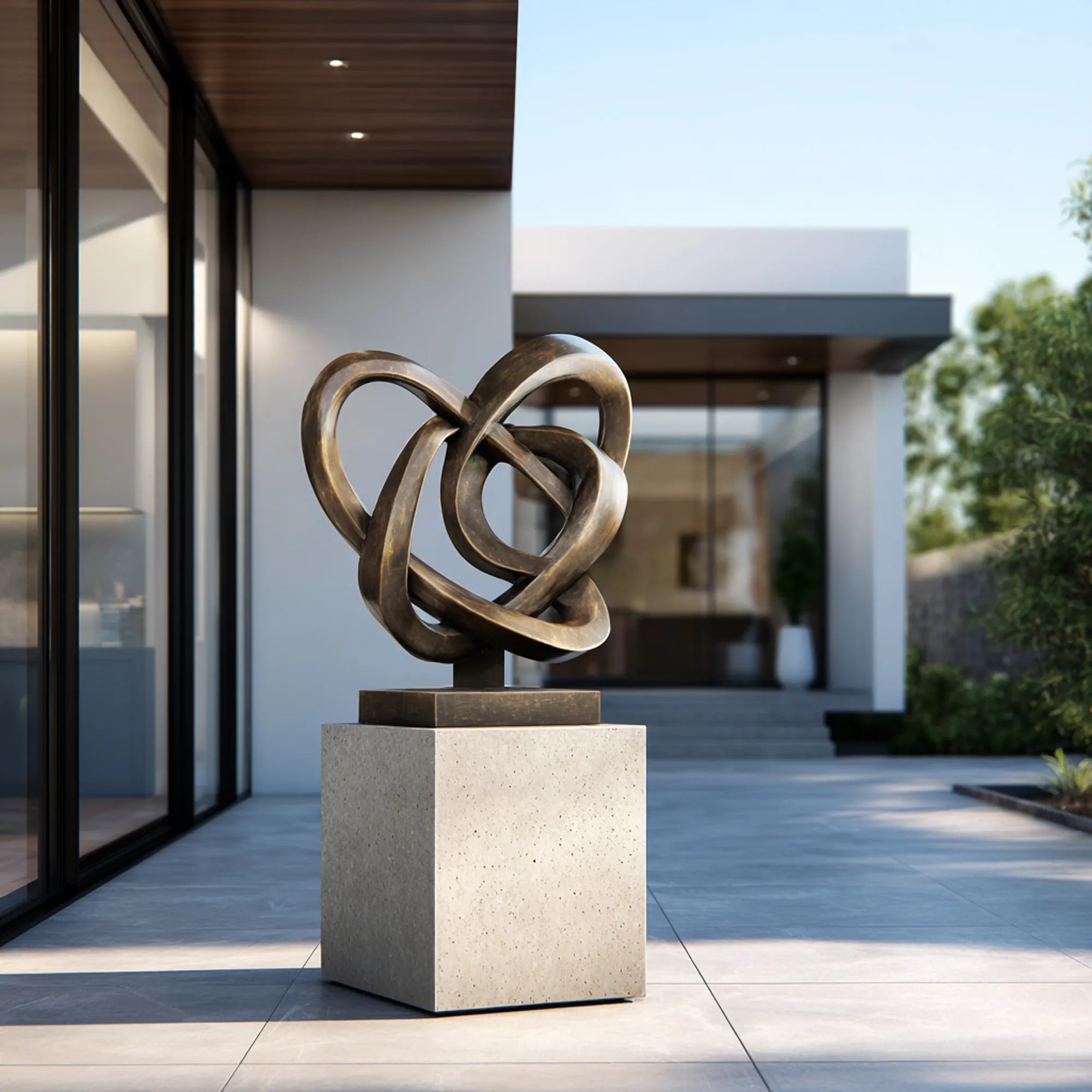 Spiral bronze sculpture with modern design for courtyards, gardens & art galleries 