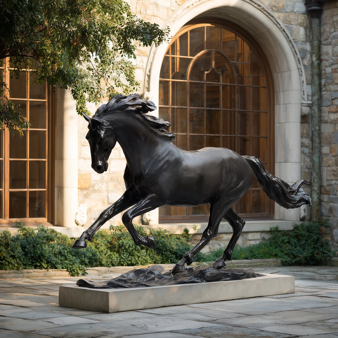 Bronze horse statue with classical design for luxury courtyards.