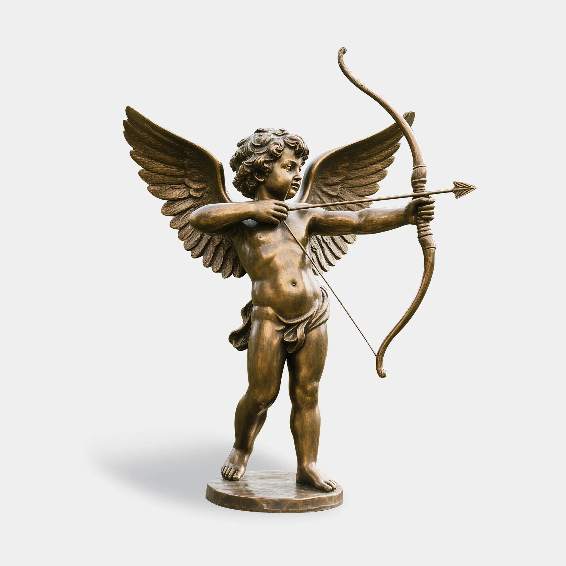 Bronze Sculpture of the God of Love Cupid in a Classical Design for Gardens