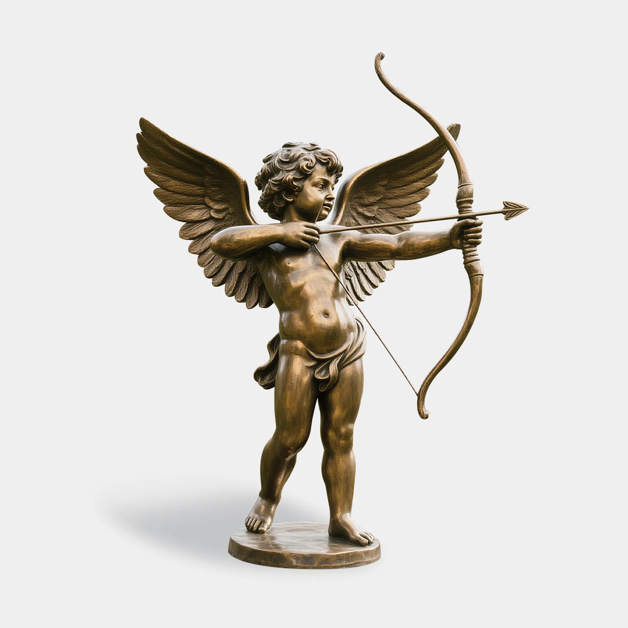 Bronze Sculpture of the God of Love Cupid in a Classical Design for Gardens