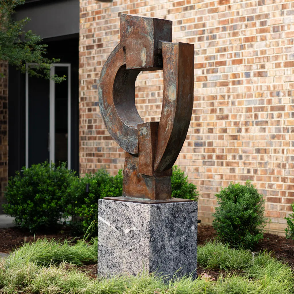 Abstract bronze sculpture for art spaces and villa courtyards.