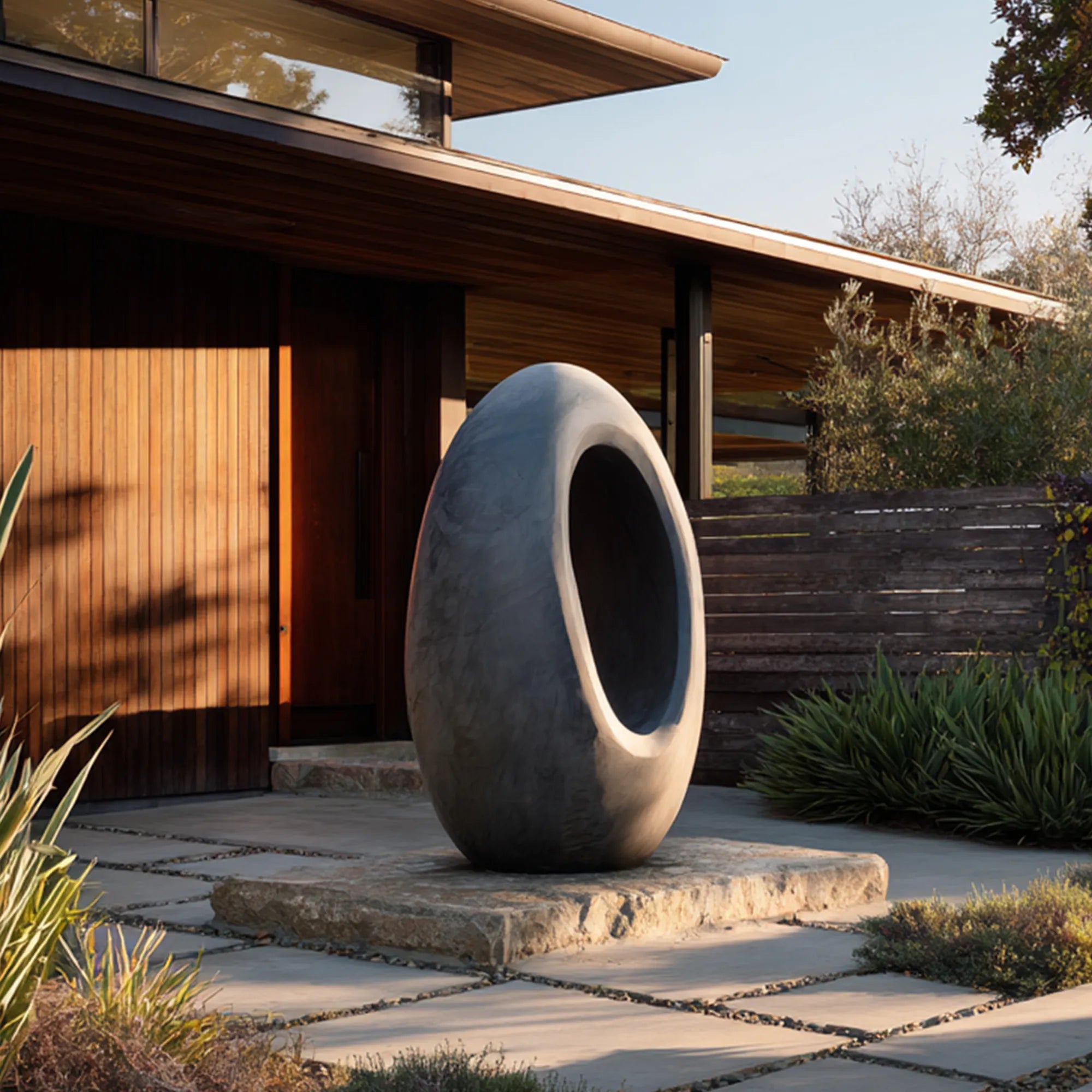 Abstract bronze sculpture for villa courtyards and gardens.