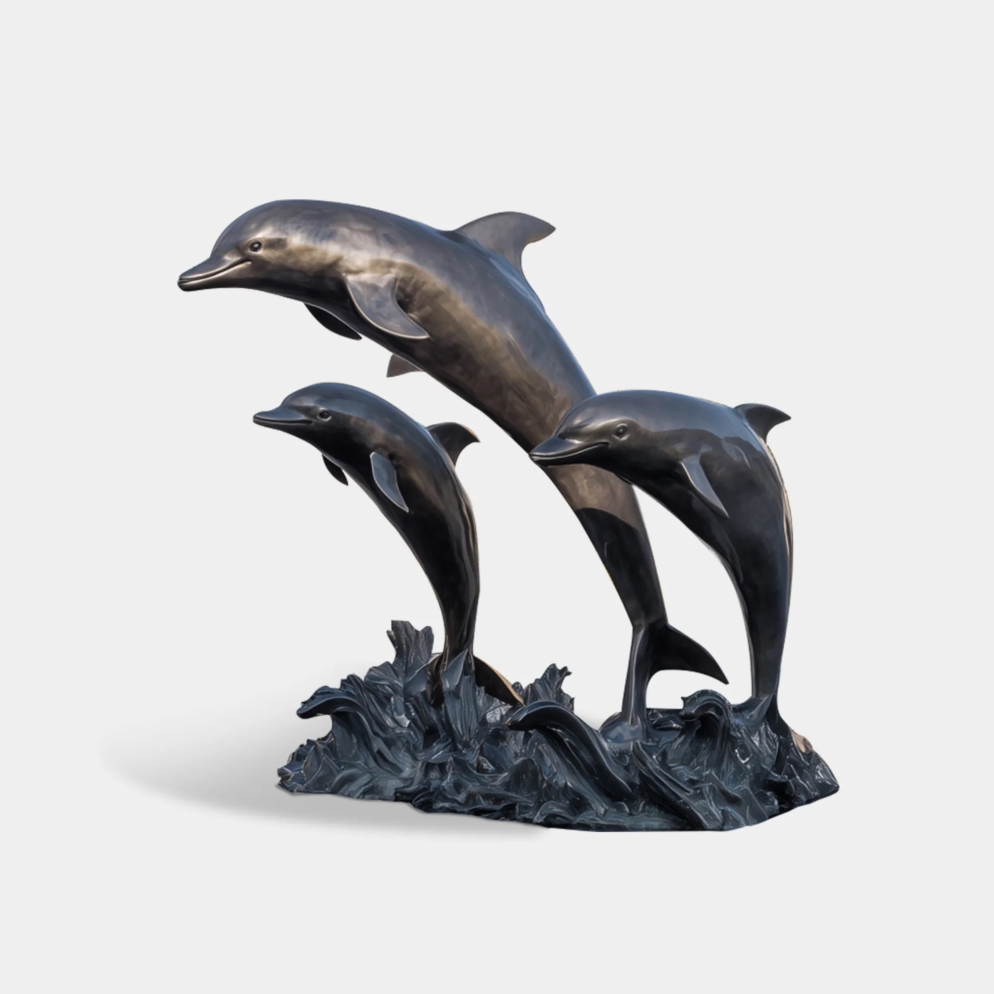 Three Dolphins Sculpture in Bronze for Luxury Gardens