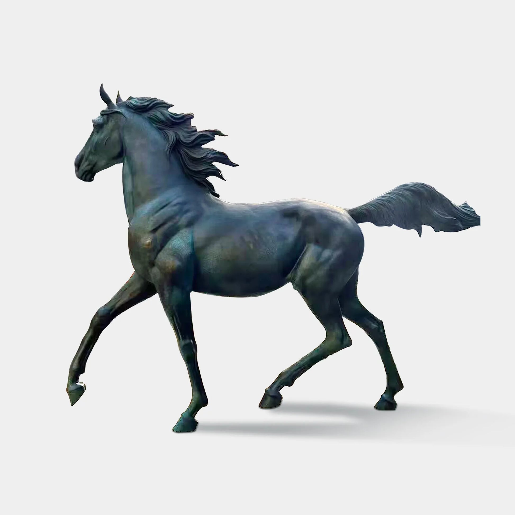 Horse Sculpture in Bronze with Graceful Walking Motion for Villas and Gardens