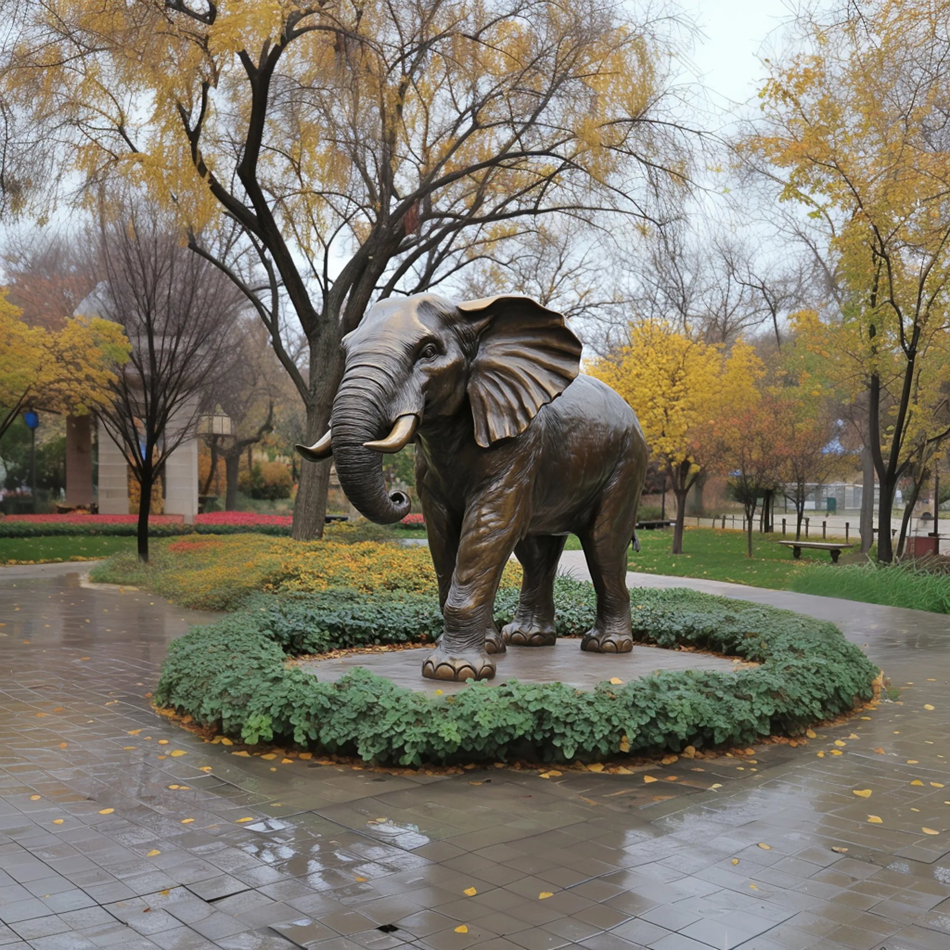 Bronze Elephant Sculpture with Classical Design for Parks and Plazas