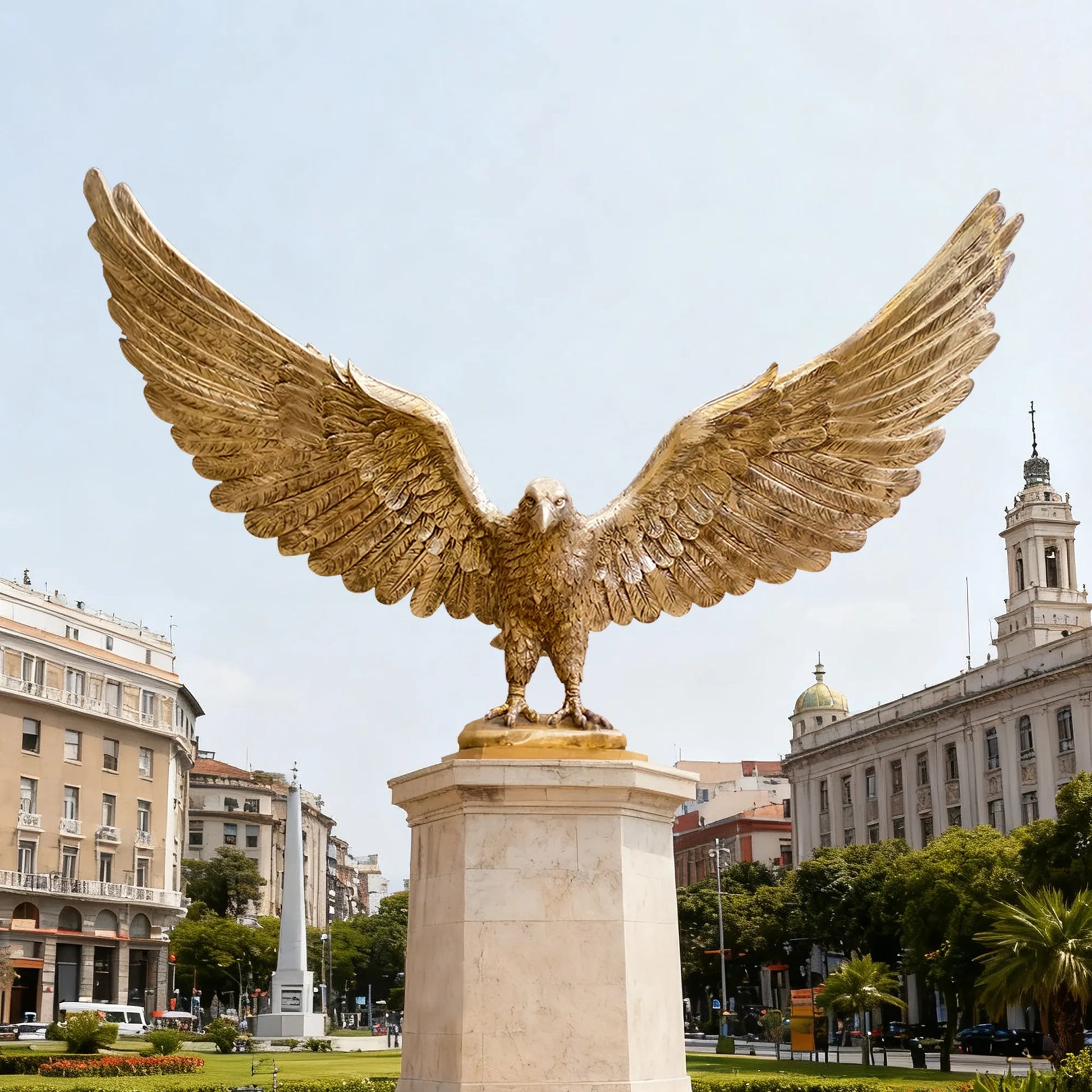 Eagle Bronze Sculpture with Outstretched Wings for Outdoor Display