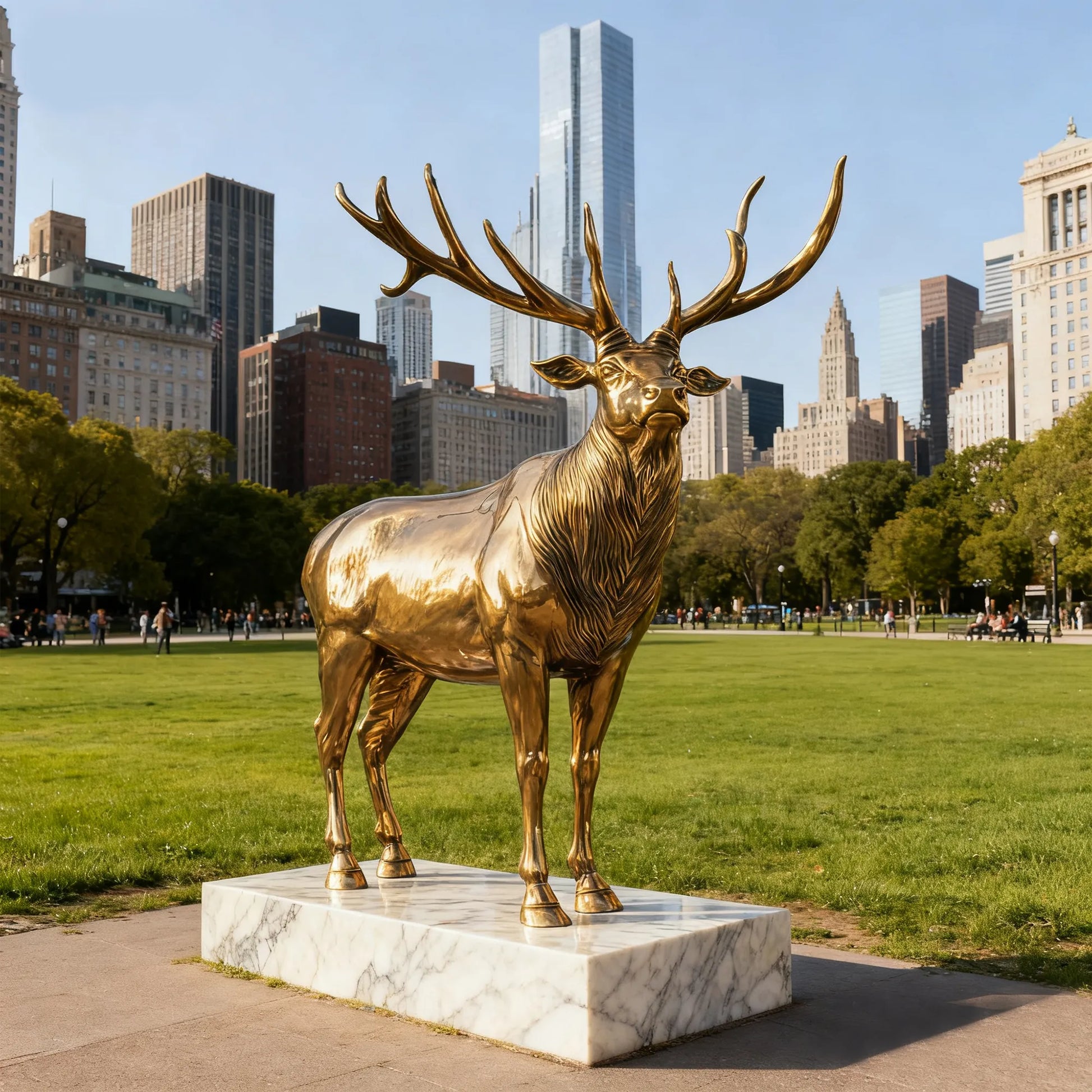 Bronze Elk Sculpture with Grand Antlers for Plazas and Parks