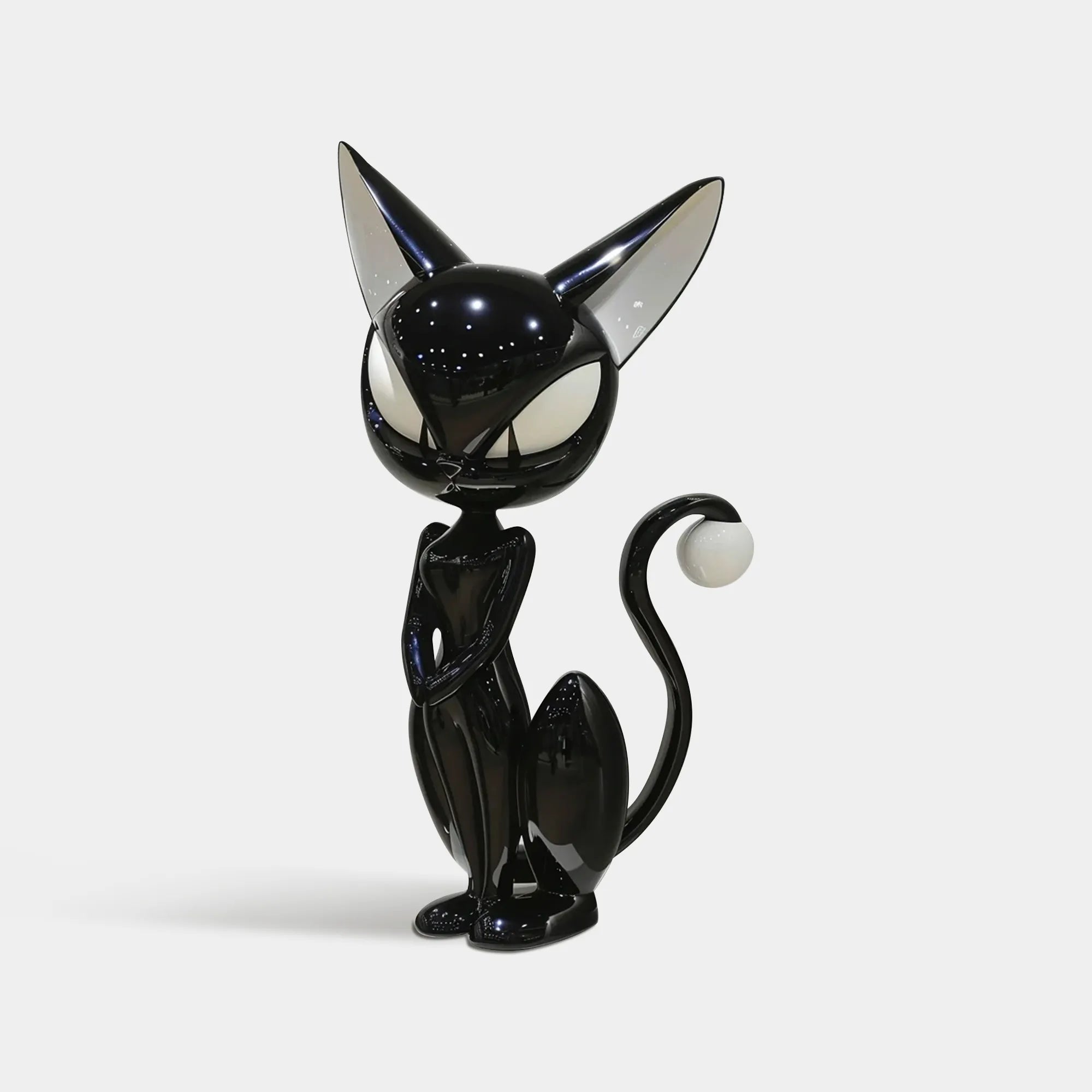 Fiberglass Sculpture of a Black Cat in Animated Style for Galleries and Modern Interiors