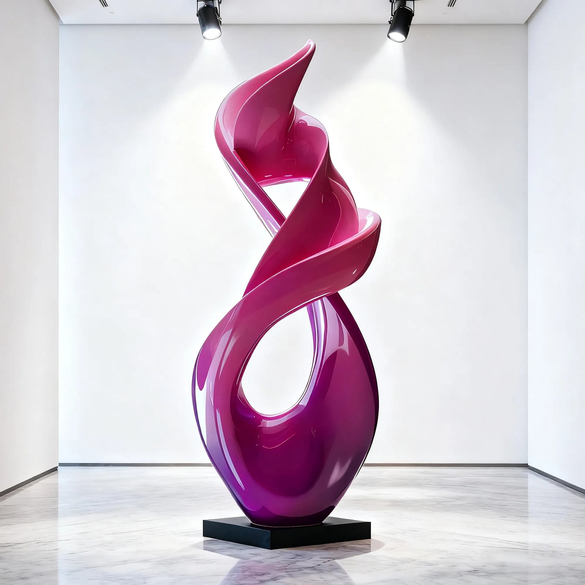 Abstract Fiberglass Sculpture in Spiral Design for Galleries 