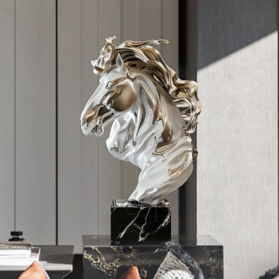 DVS Modern Fiberglass Sculpture of a Horse Head with Flowing Mane for Villas, Galleries, and Offices DF009