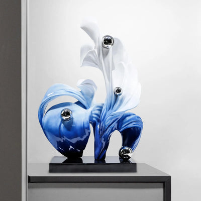 DVS Floral Fiberglass Sculpture with Blue to White Gradient and Steel Accents for Villas, Galleries and Offices DF010