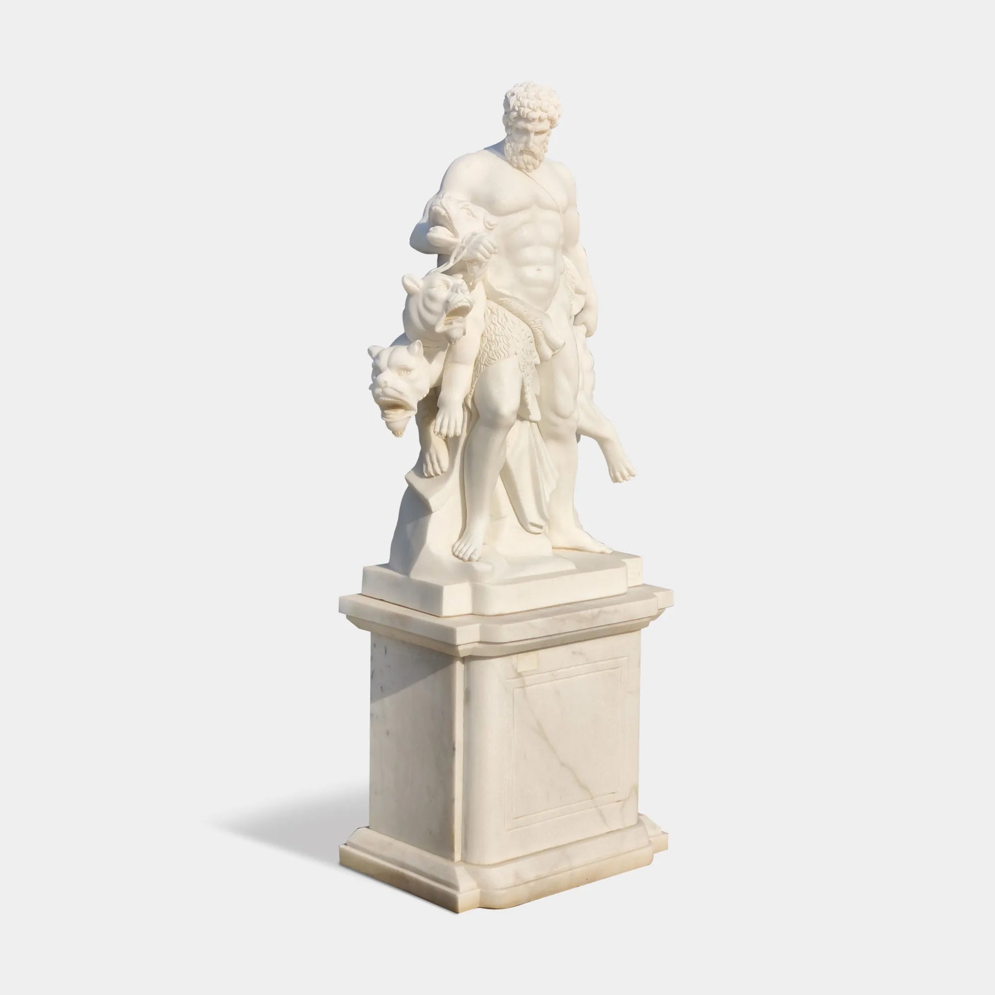 Classical Marble Sculpture of Hercules and Cerberus for Gardens