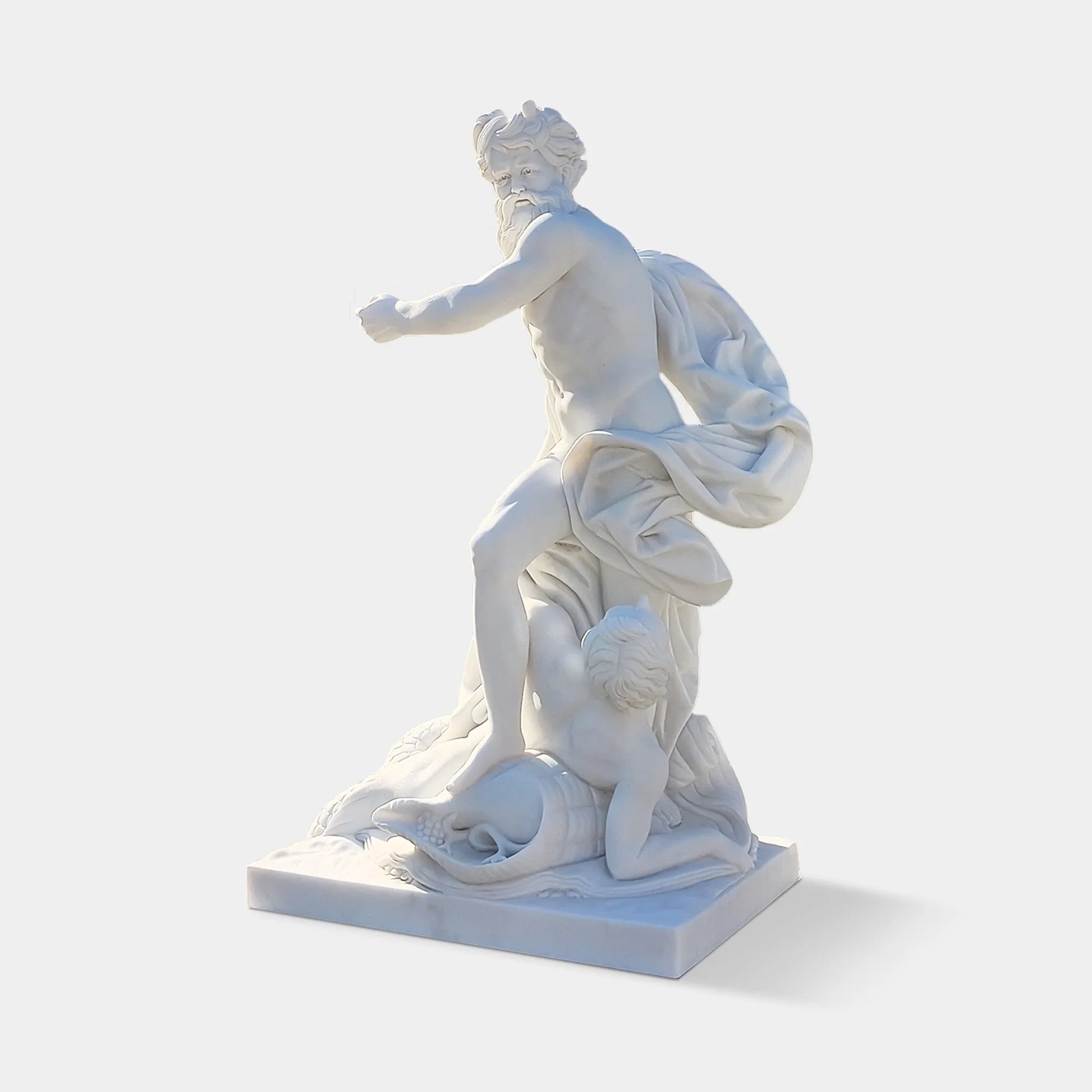 Poseidon Marble Statue in Classical Greek Style for Gardens.