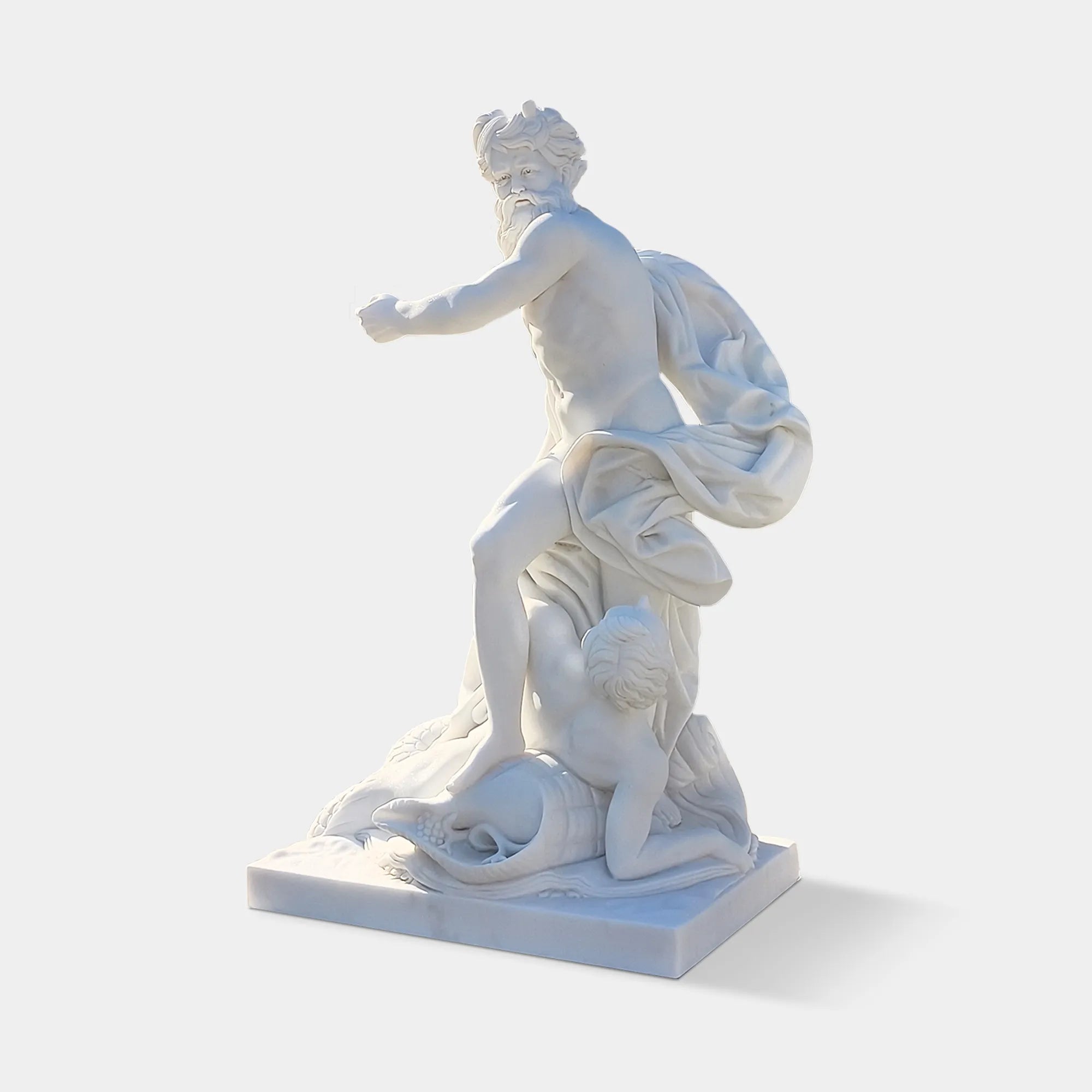 Poseidon Marble Statue in Classical Greek Style for Gardens.
