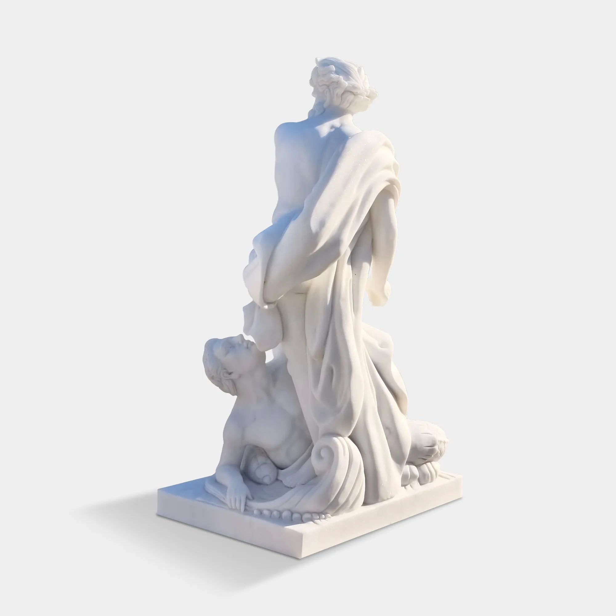 Poseidon Marble Statue in Classical Greek Style for Gardens.