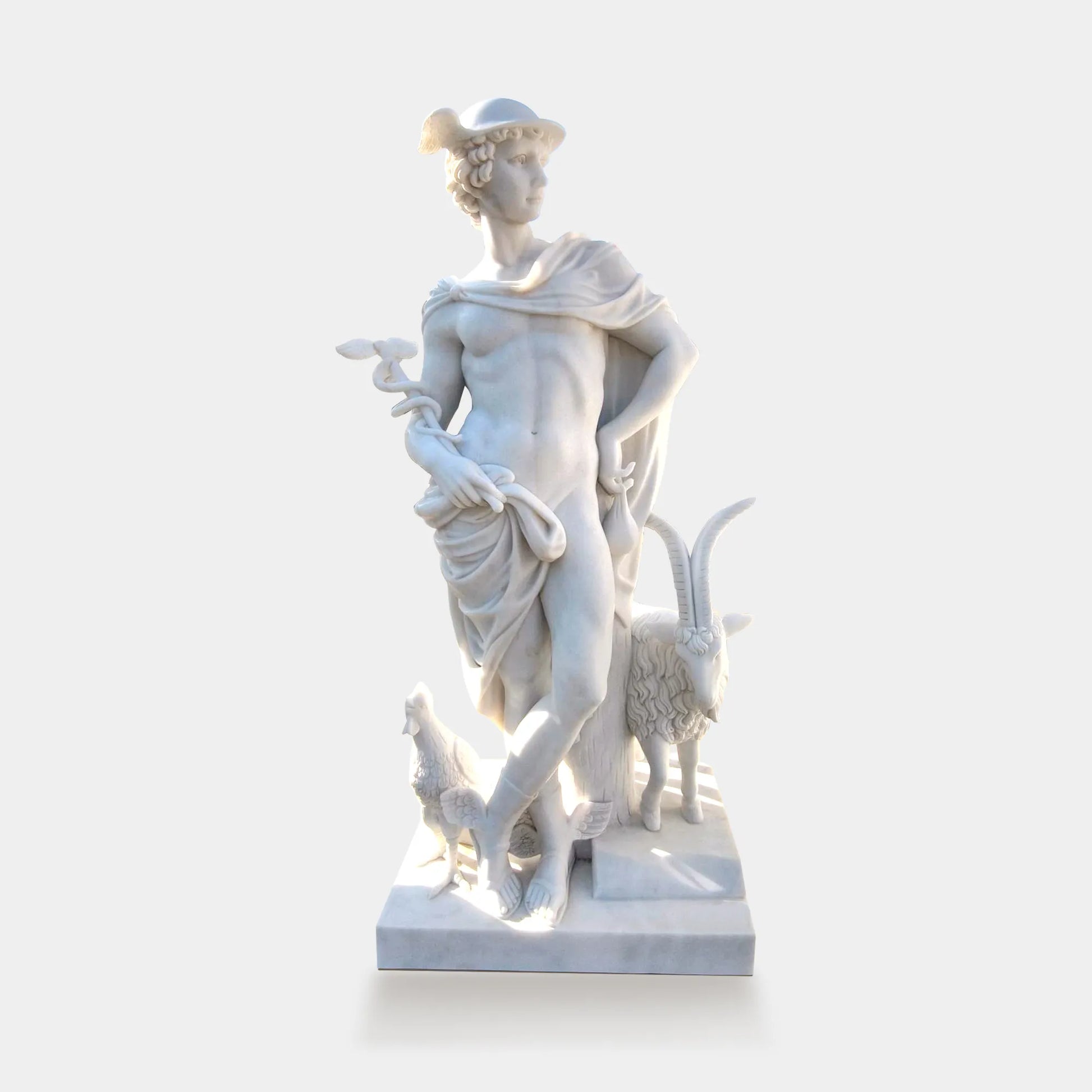 Marble Sculpture of Greek God Mercury for Outdoor Display.
