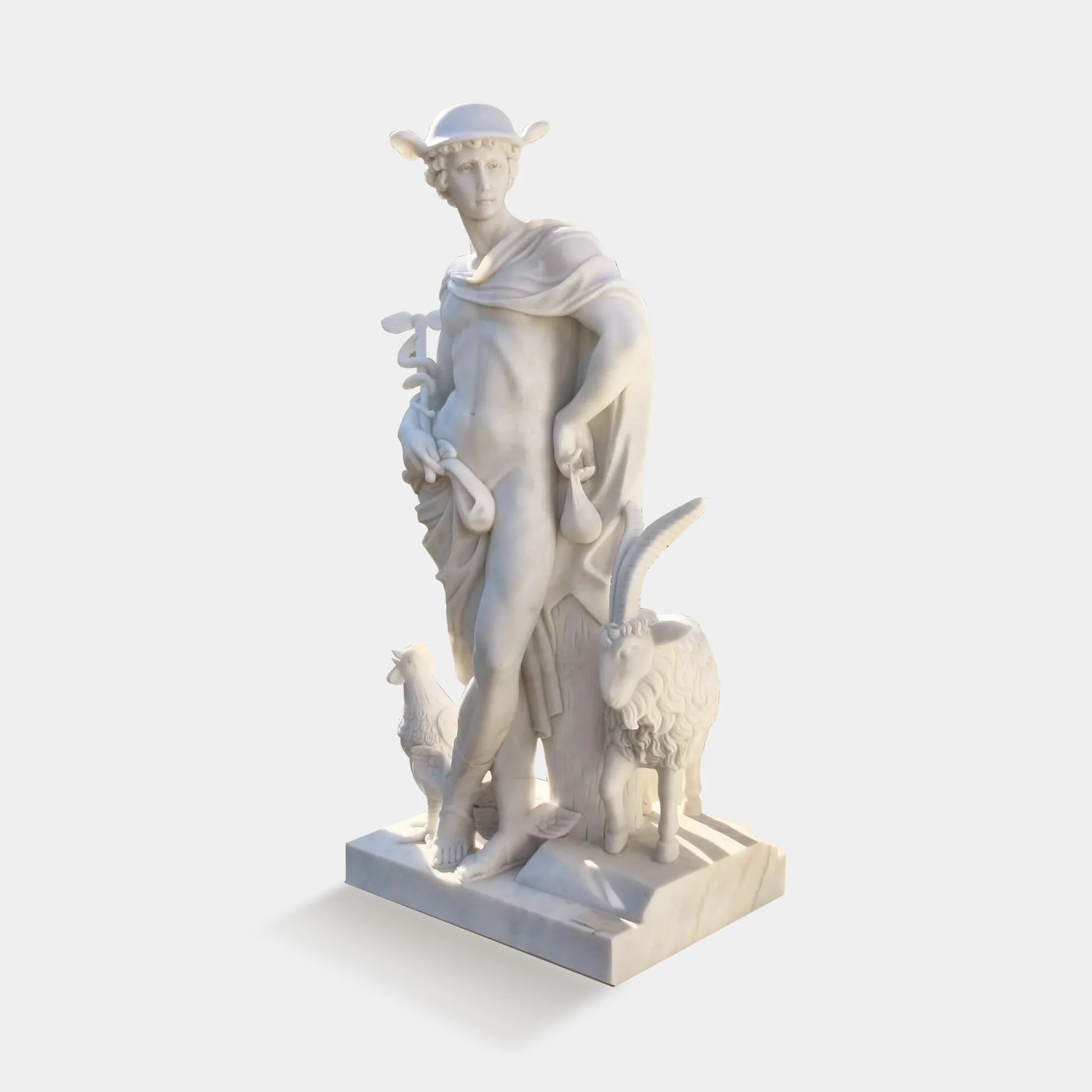 Marble Sculpture of Greek God Mercury for Outdoor Display.
