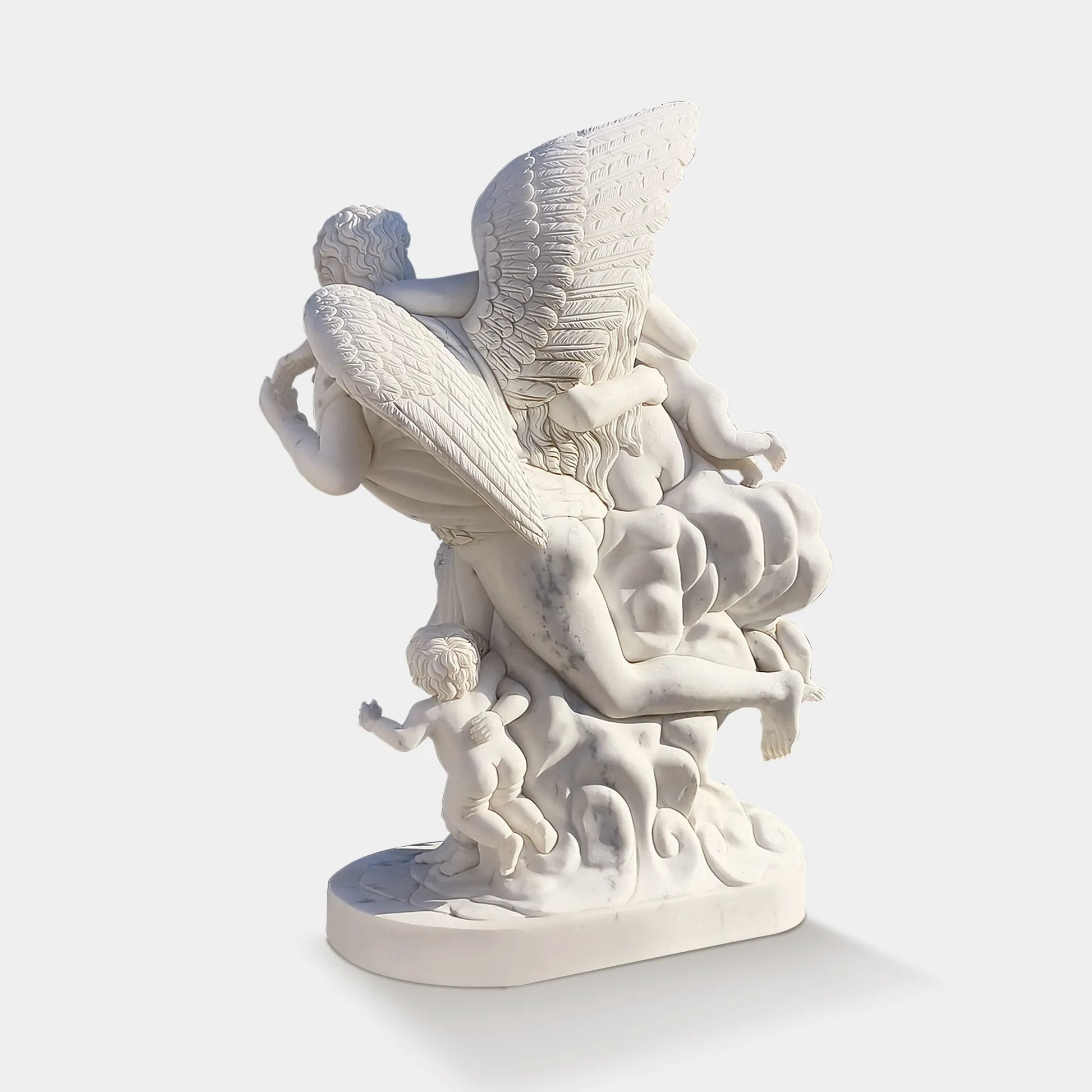 Angel and Lovers Marble Sculpture with Cherubs for Villas & Galleries.