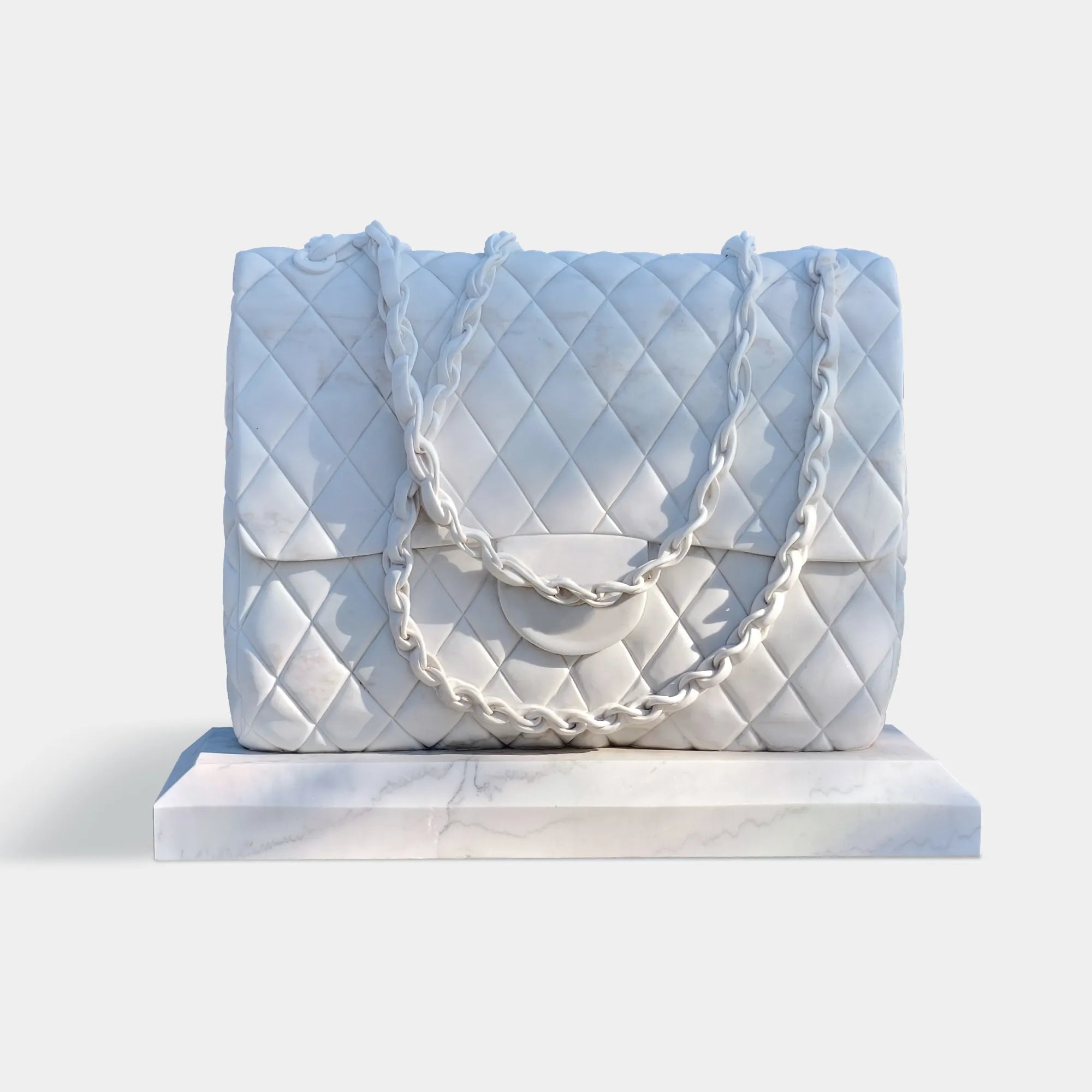 Marble Chain Bag Sculpture with a Modern Design for Public Squares