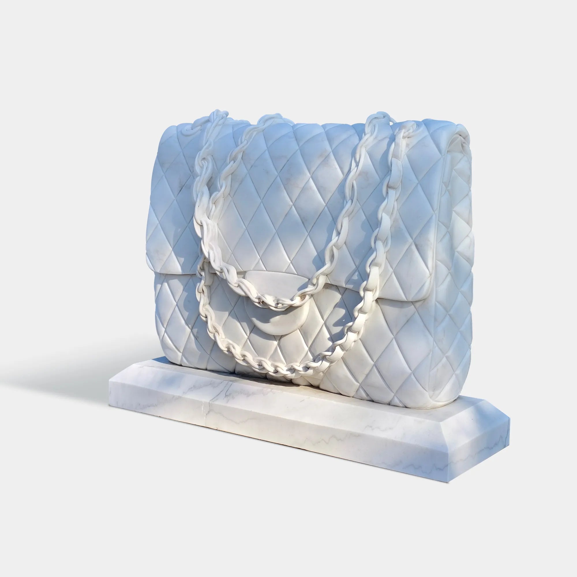 Marble Chain Bag Sculpture with a Modern Design for Public Squares