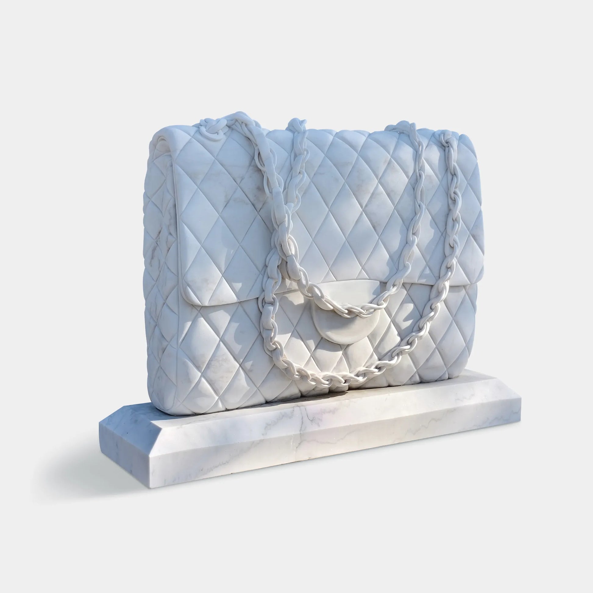 Marble Chain Bag Sculpture with a Modern Design for Public Squares