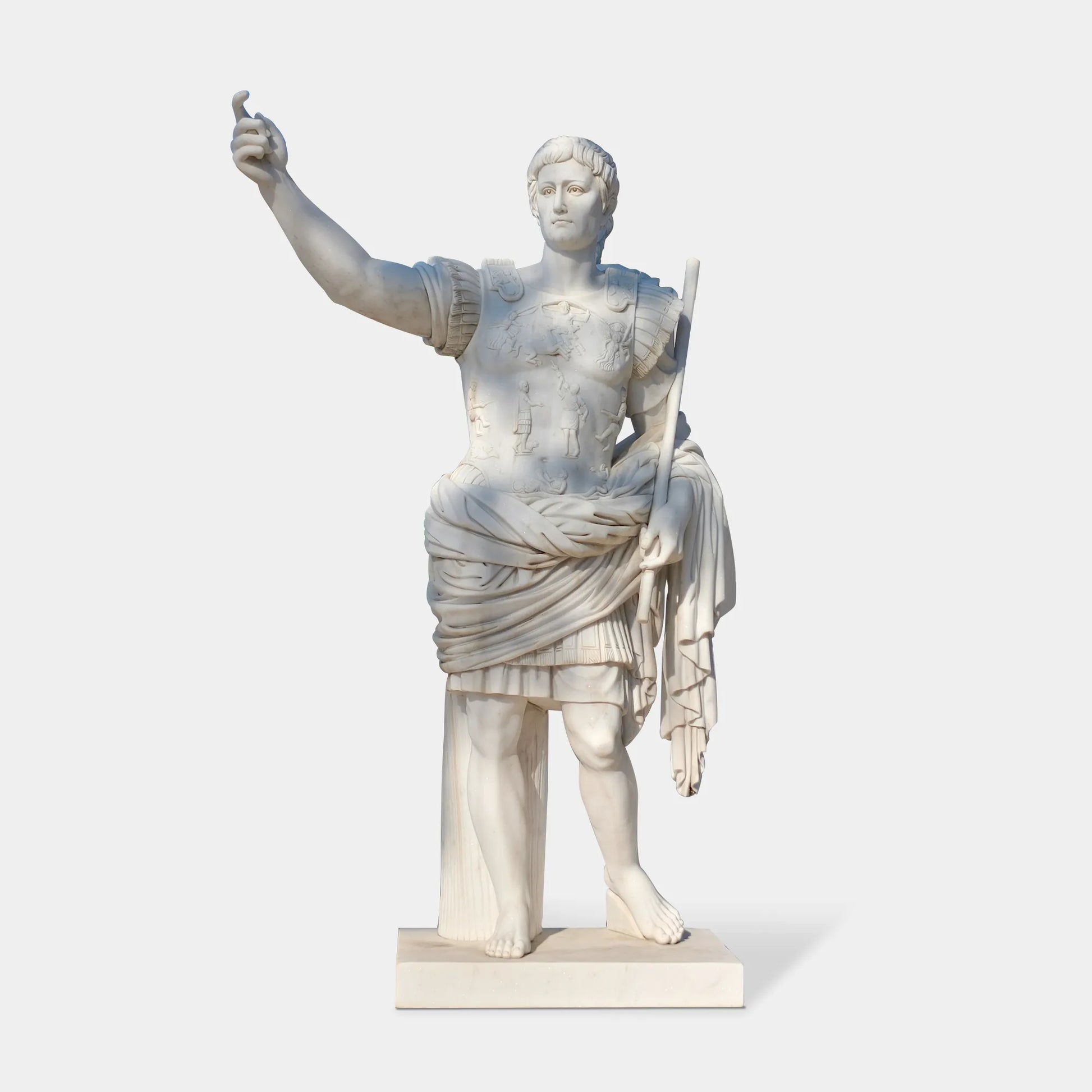 Marble sculpture of Augustus of Prima Porta for outdoor spaces.