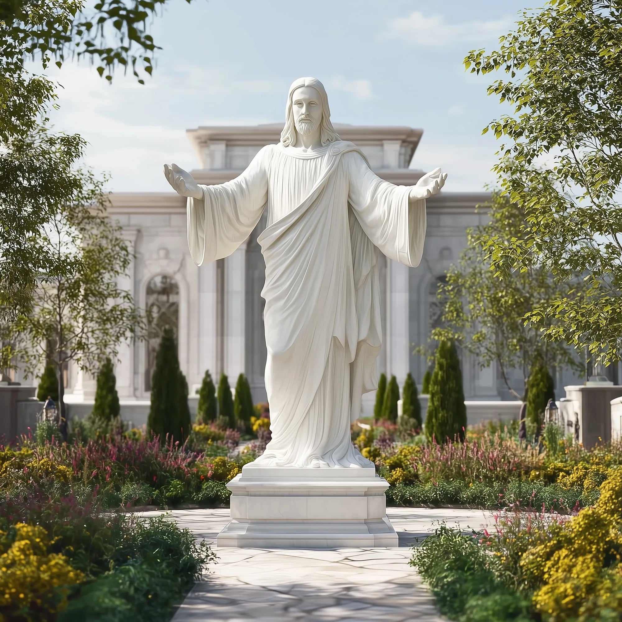 Large Marble Sculpture of Jesus Christ for Outdoor Squares and Churches
