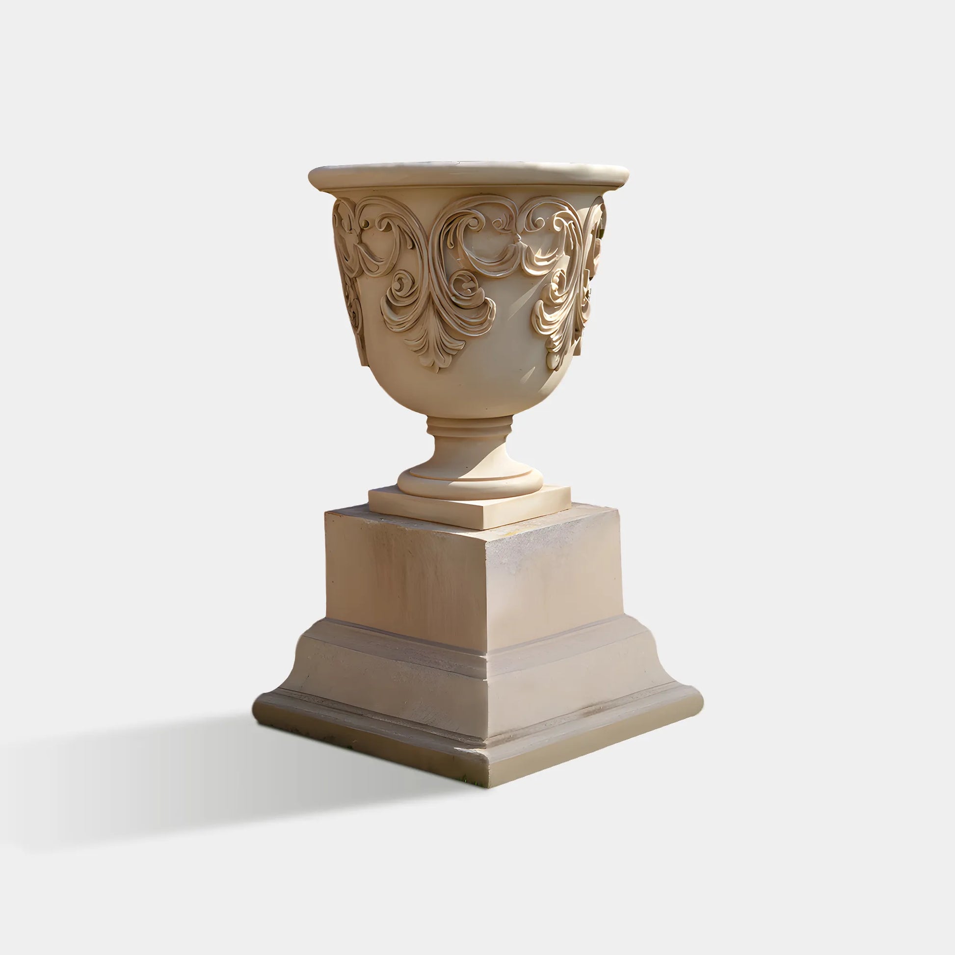 Classical Marble Planter with Carved Reliefs for Gardens