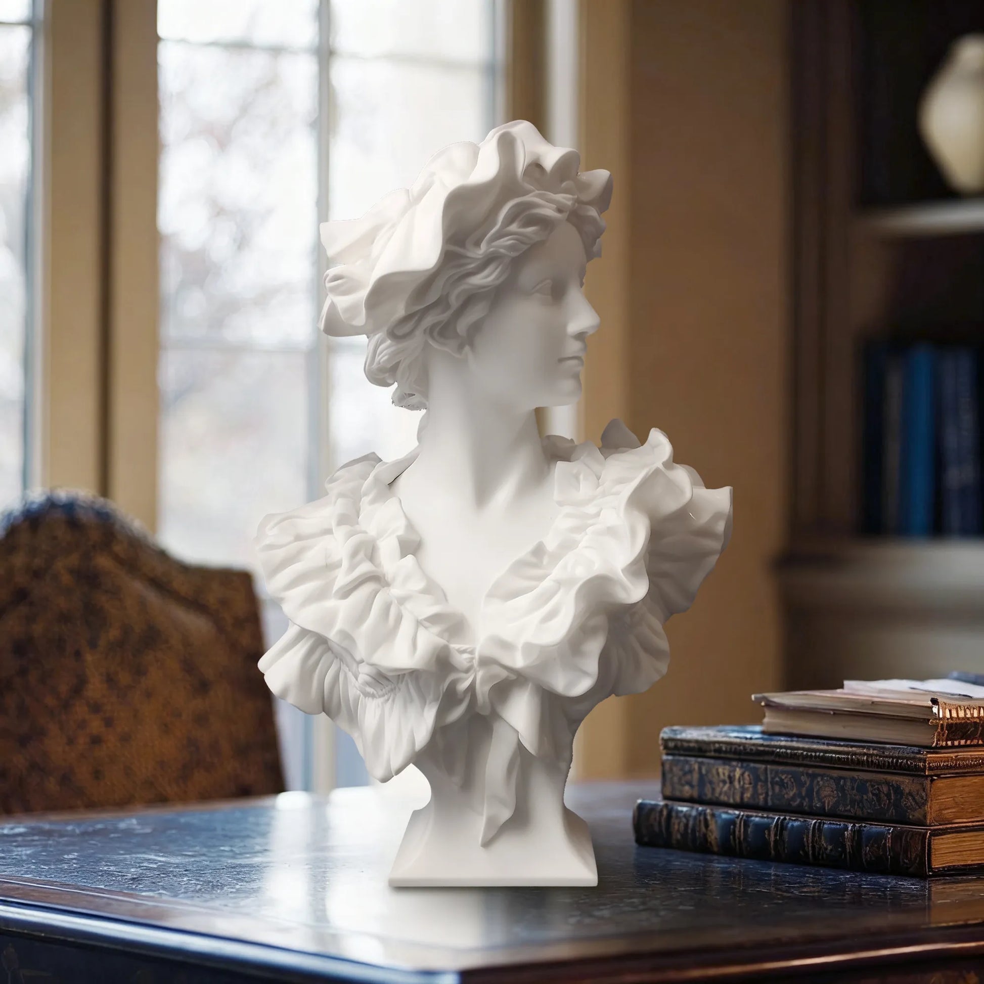 Marble Bust Sculpture of a Young Lady with Classical Design for Luxury Homes 