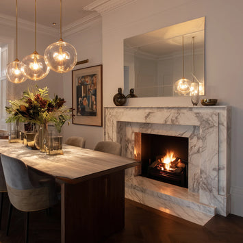 Luxury Marble Mantelpiece with Natural Veining for Modern Living Rooms