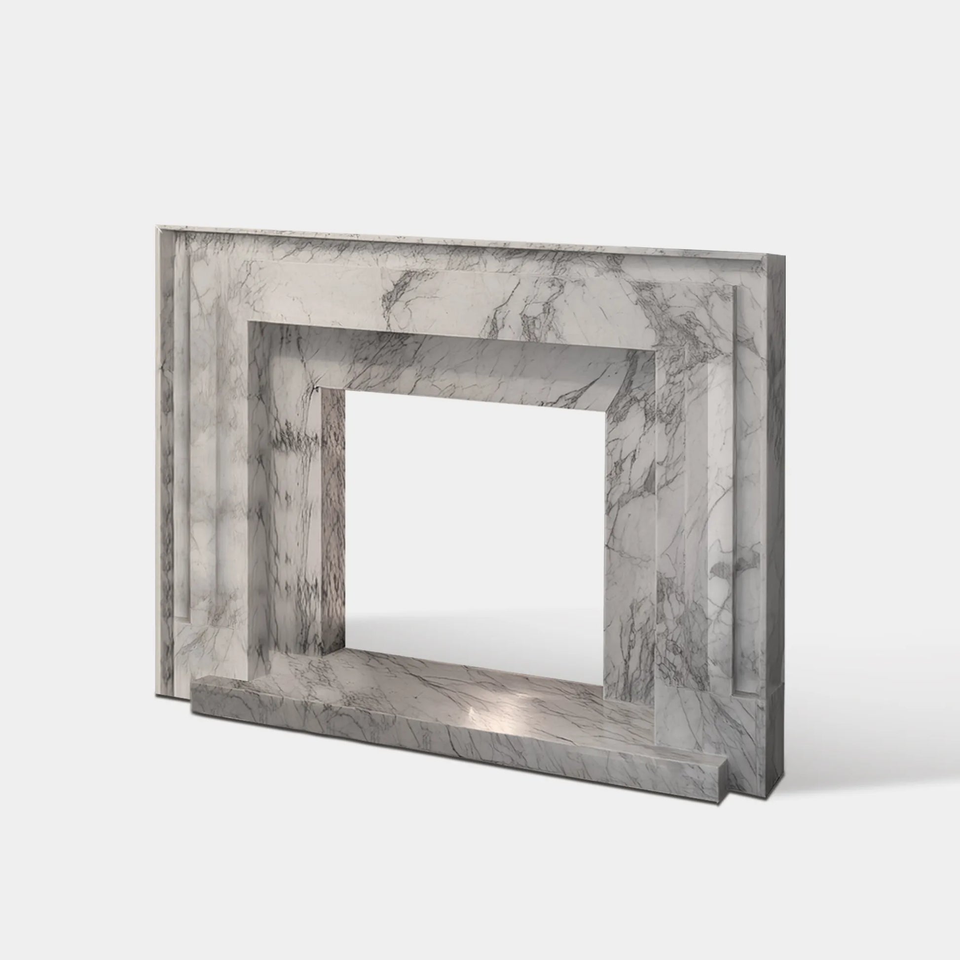 Luxury Marble Mantelpiece with Natural Veining for Modern Living Rooms