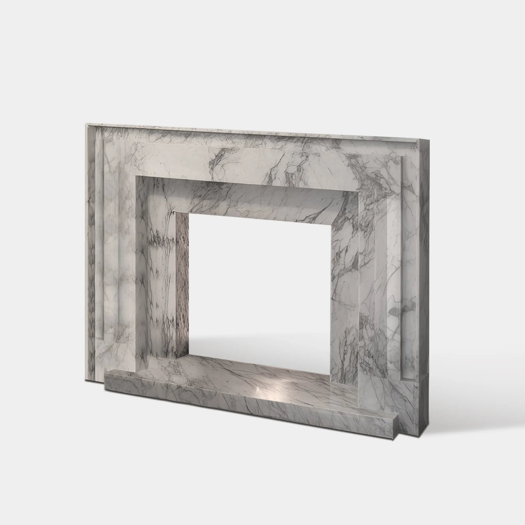 Luxury Marble Mantelpiece with Natural Veining for Modern Living Rooms