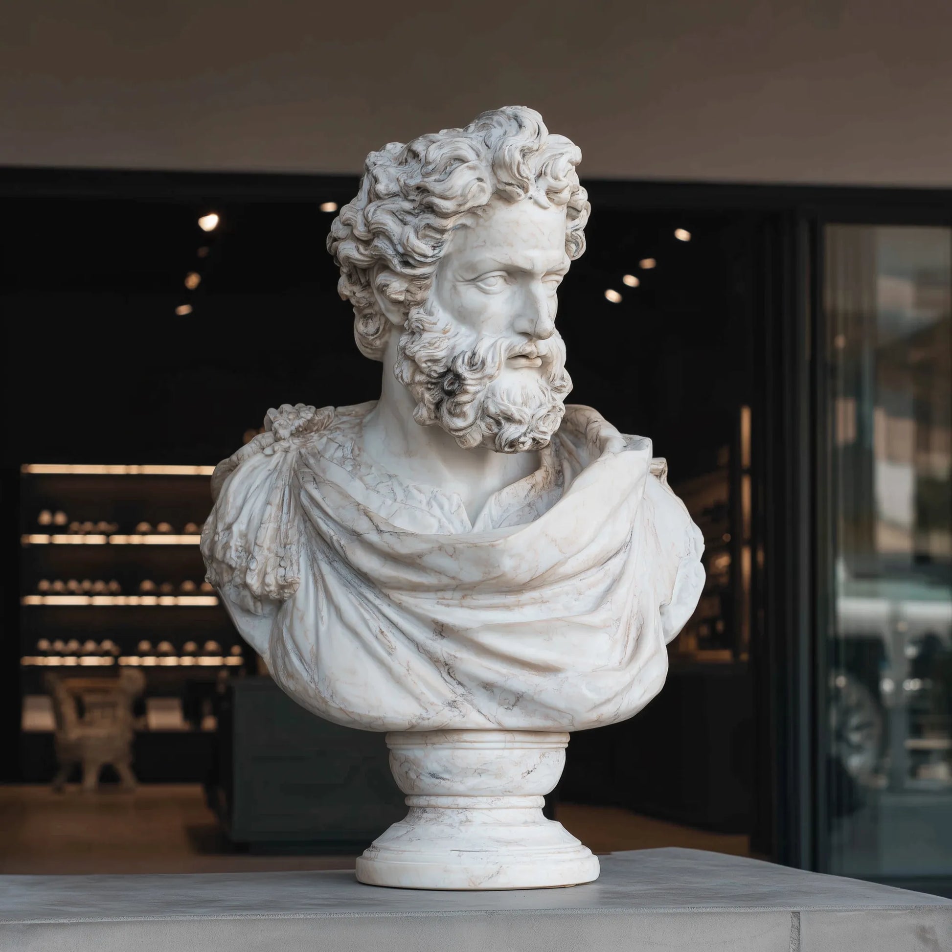 Marble Bust Sculpture of Neptune for Villas and Galleries.