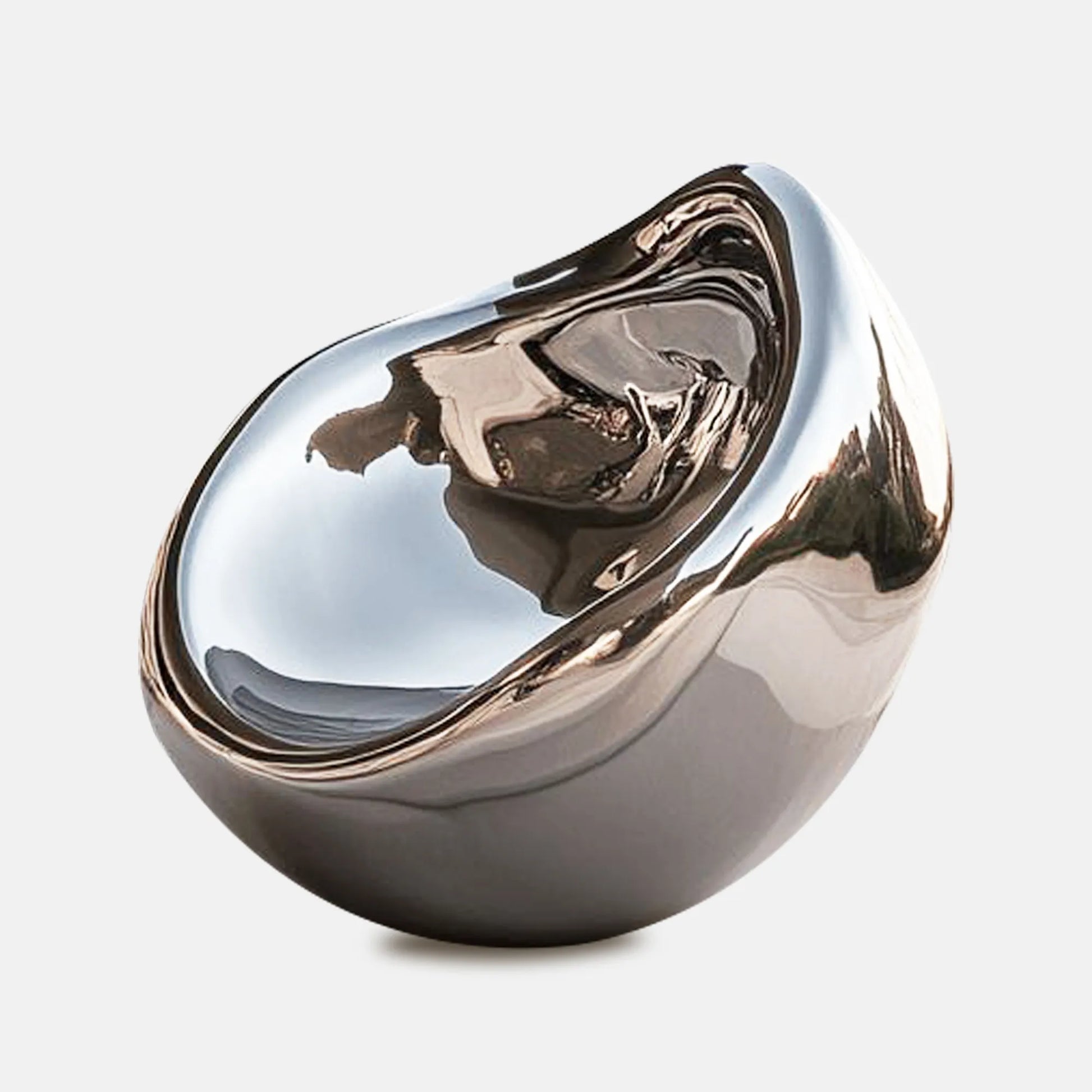 Modern stainless steel sculpture with polished finish for outdoor.