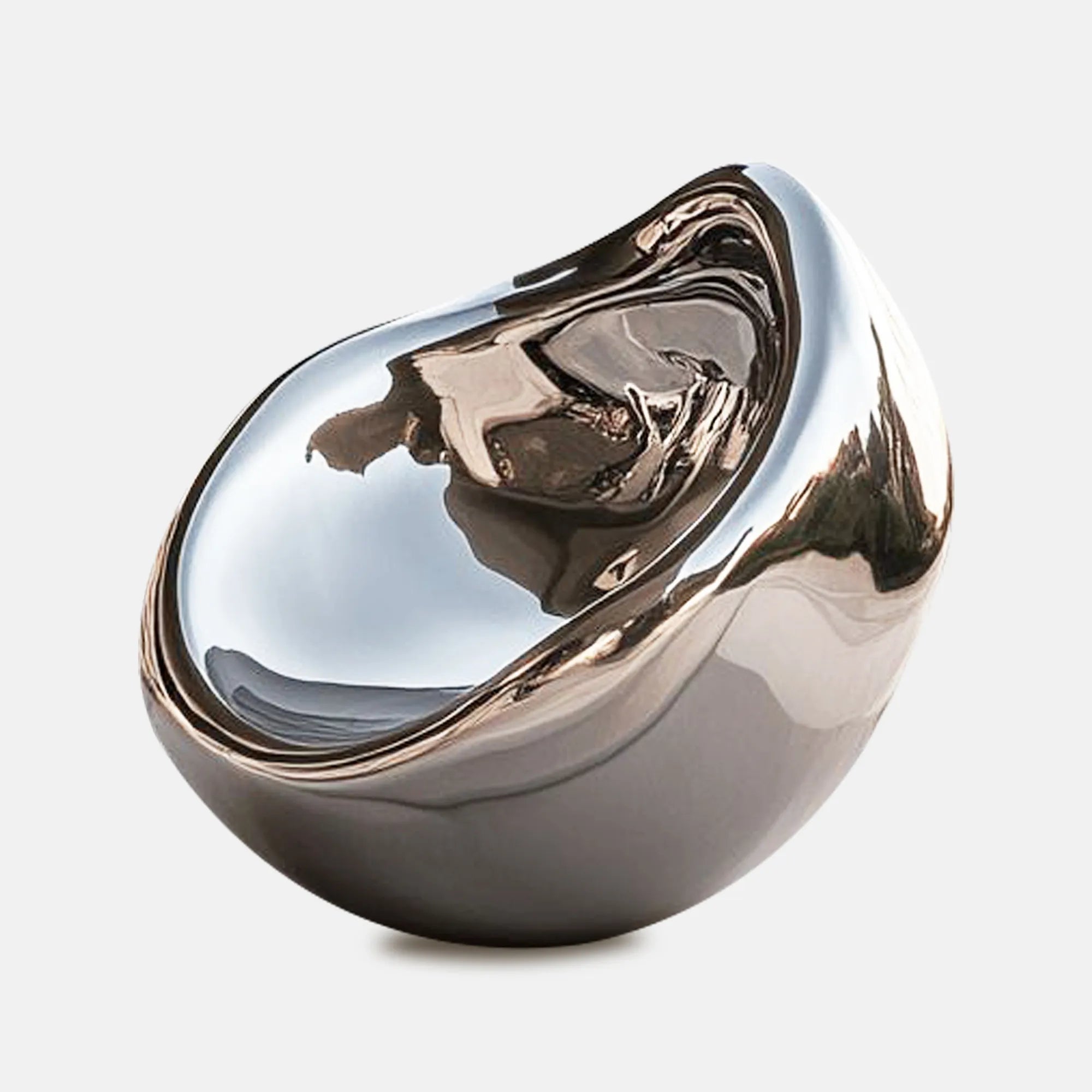 Modern stainless steel sculpture with polished finish for outdoor.