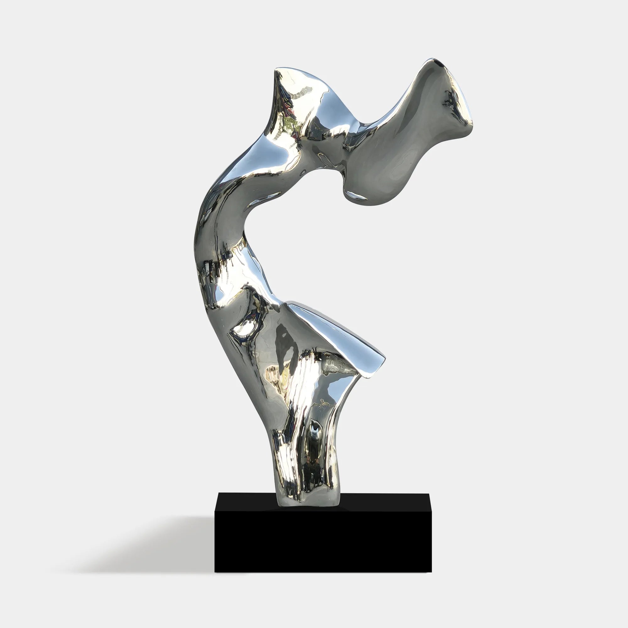 Abstract stainless steel sculpture with modern design for for indoor spaces.