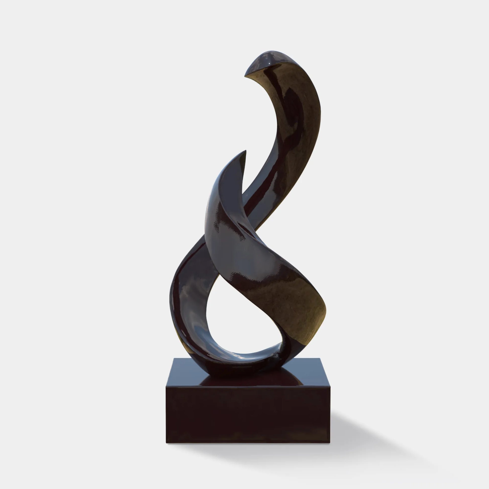 Abstract stainless steel sculpture with flowing form, ideal for luxury villas, hotel lobbies, and art galleries.