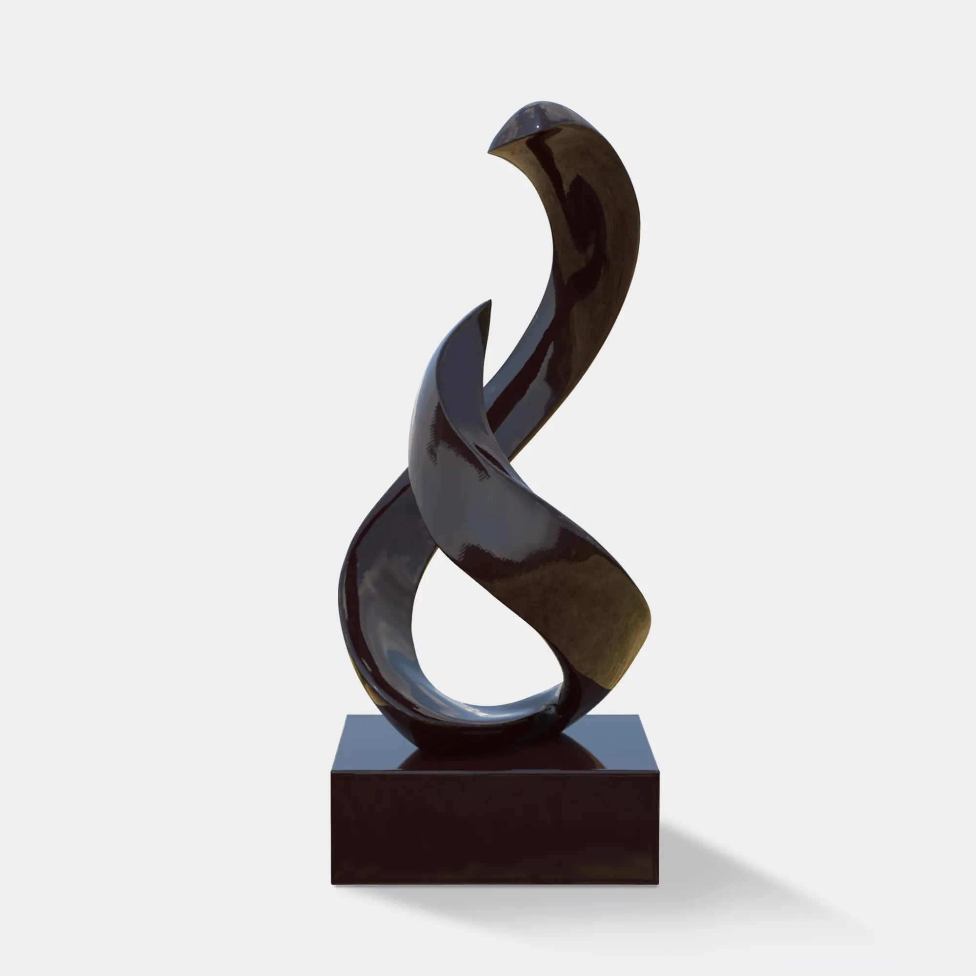 Abstract stainless steel sculpture with flowing form, ideal for luxury villas, hotel lobbies, and art galleries.