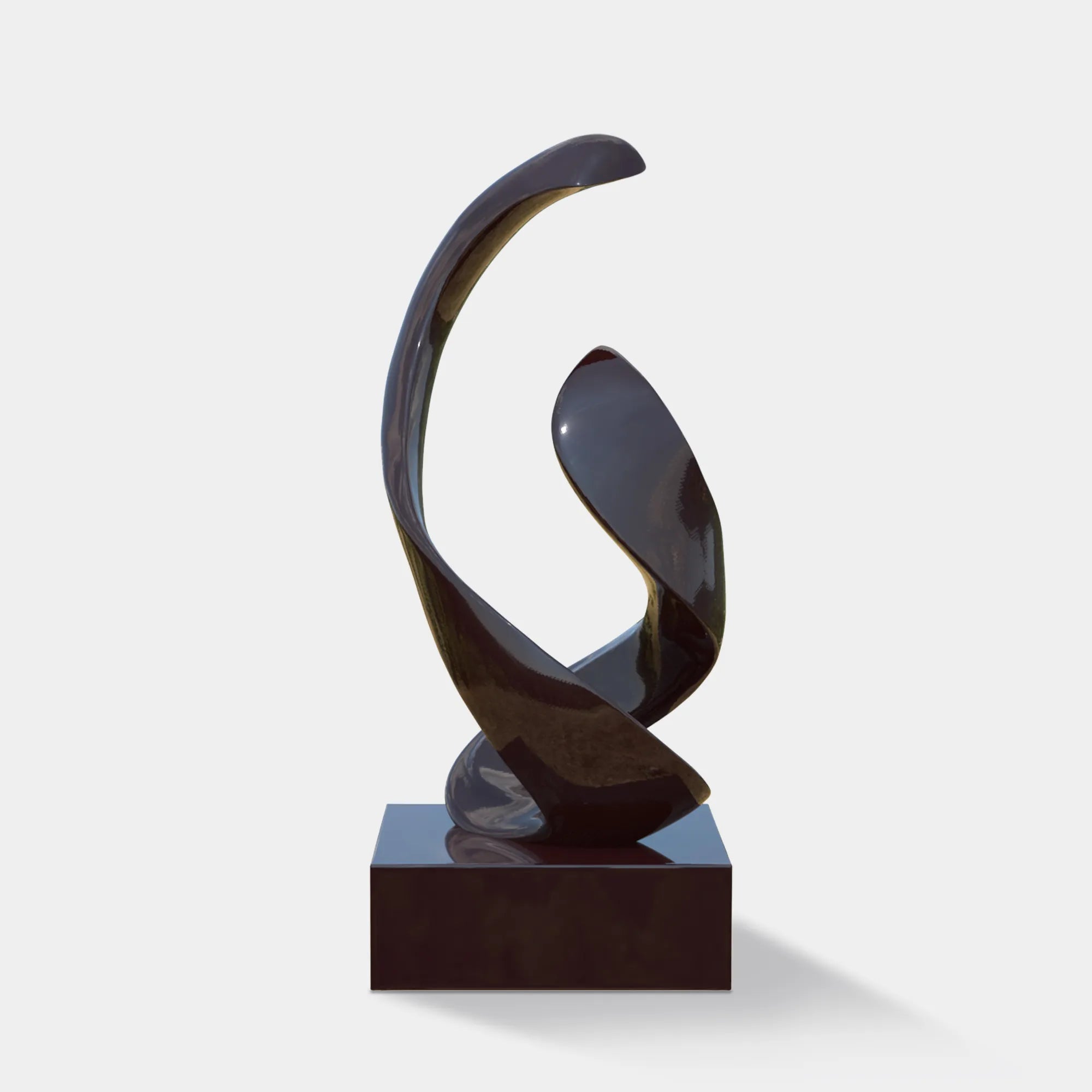 Abstract stainless steel sculpture with flowing form, ideal for luxury villas, hotel lobbies, and art galleries.