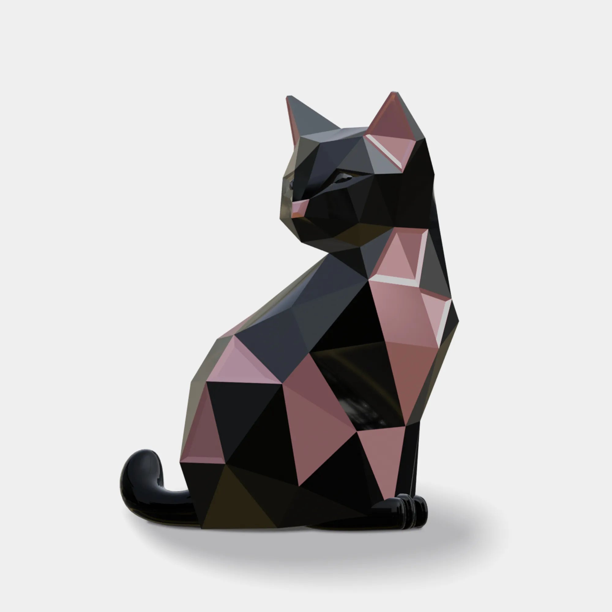 DVS Modern Sculpture of an Elegant Sitting Black Cat in Stainless Steel for Homes, Offices and Art Galleries DS018