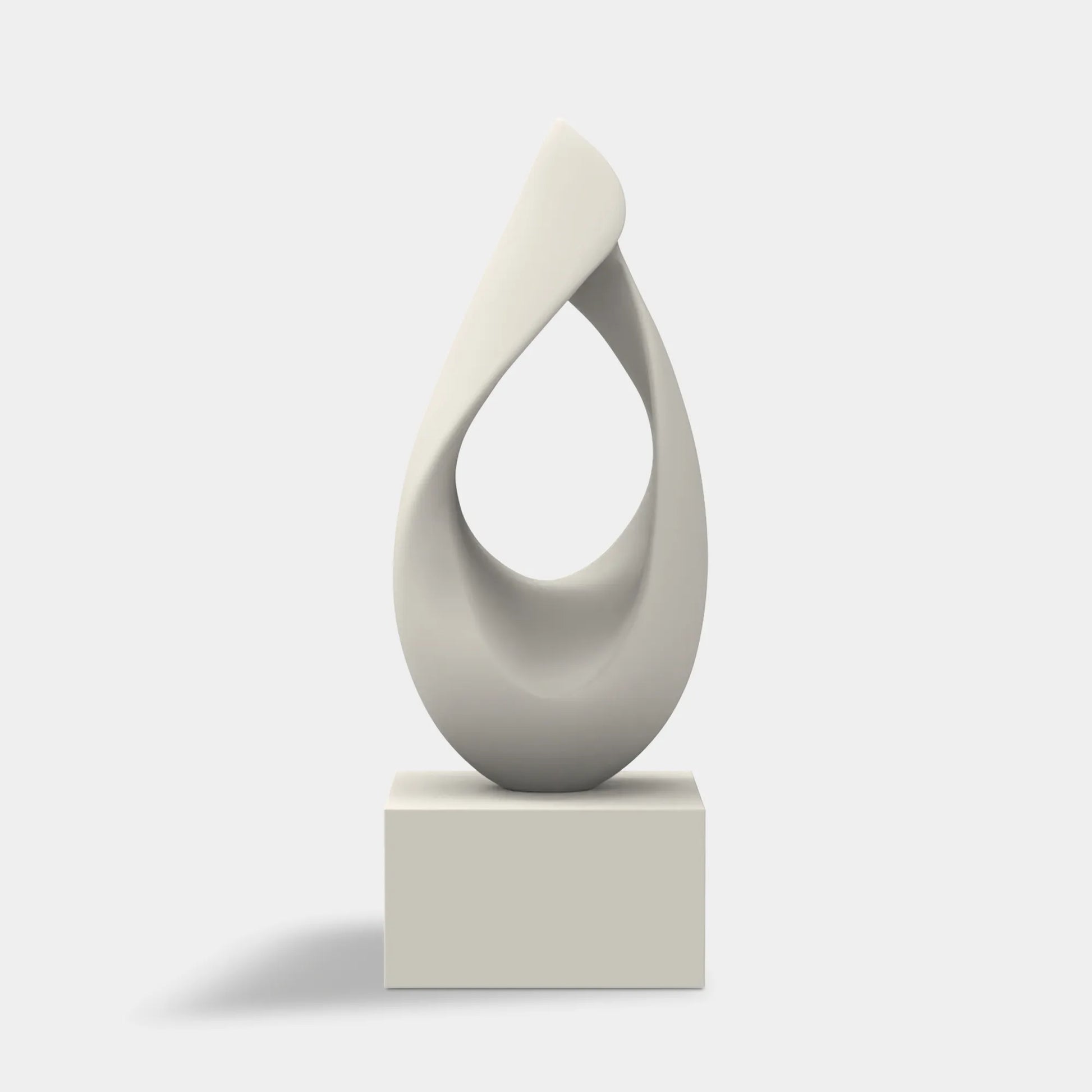 Abstract sculpture in stainless steel for modern home interiors.