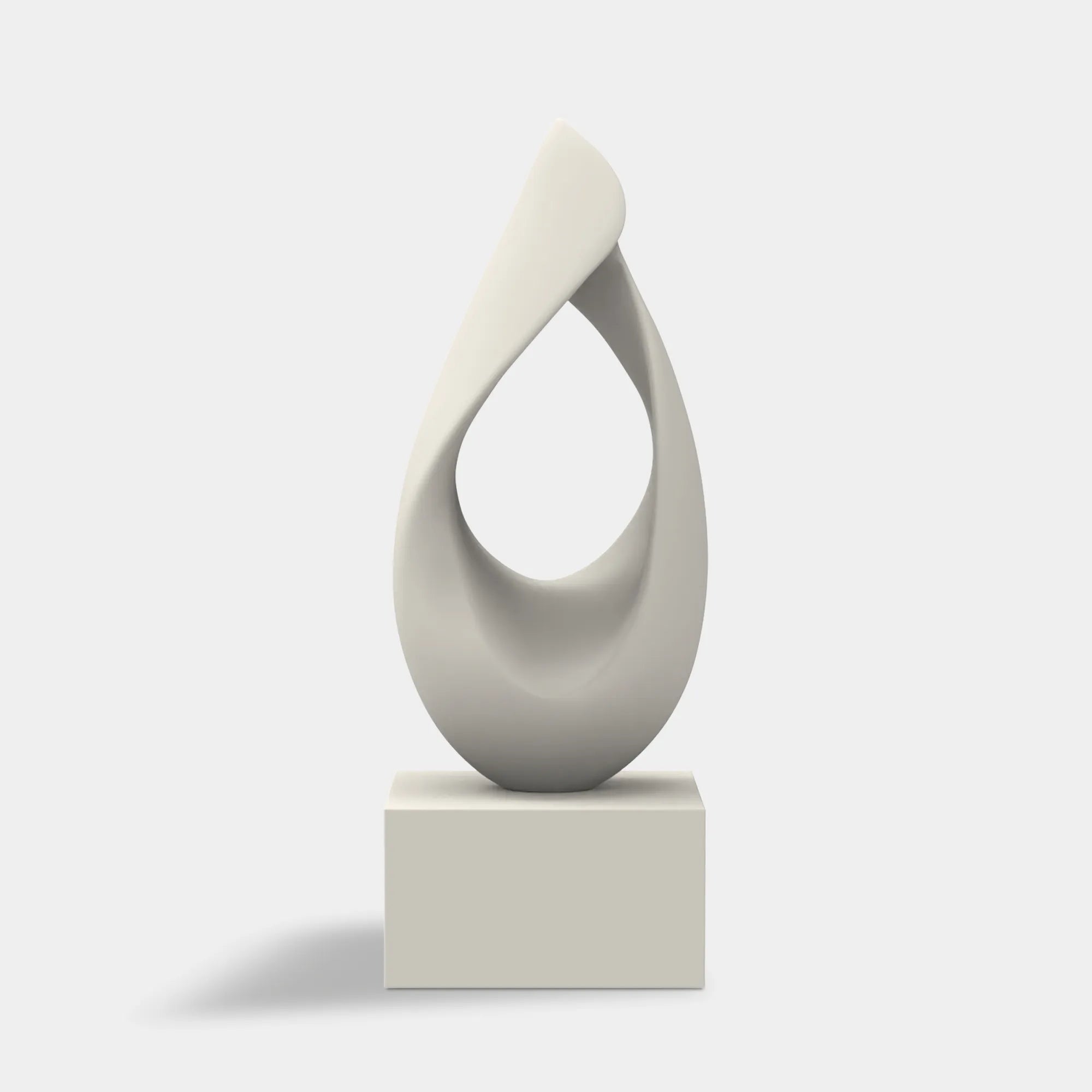 Abstract sculpture in stainless steel for modern home interiors.