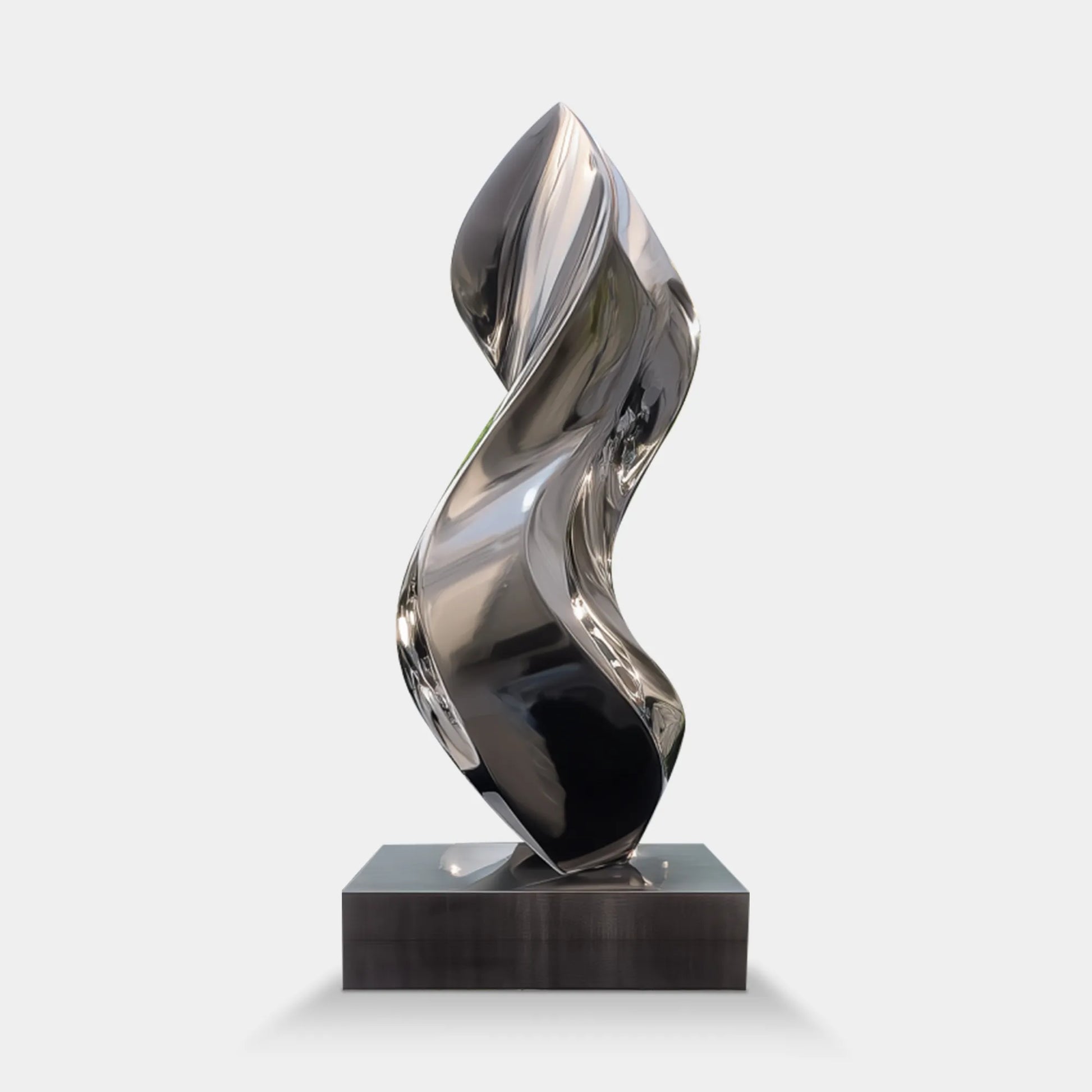 Abstract Sculpture in Stainless Steel with Flowing Spiral Design for Outdoors